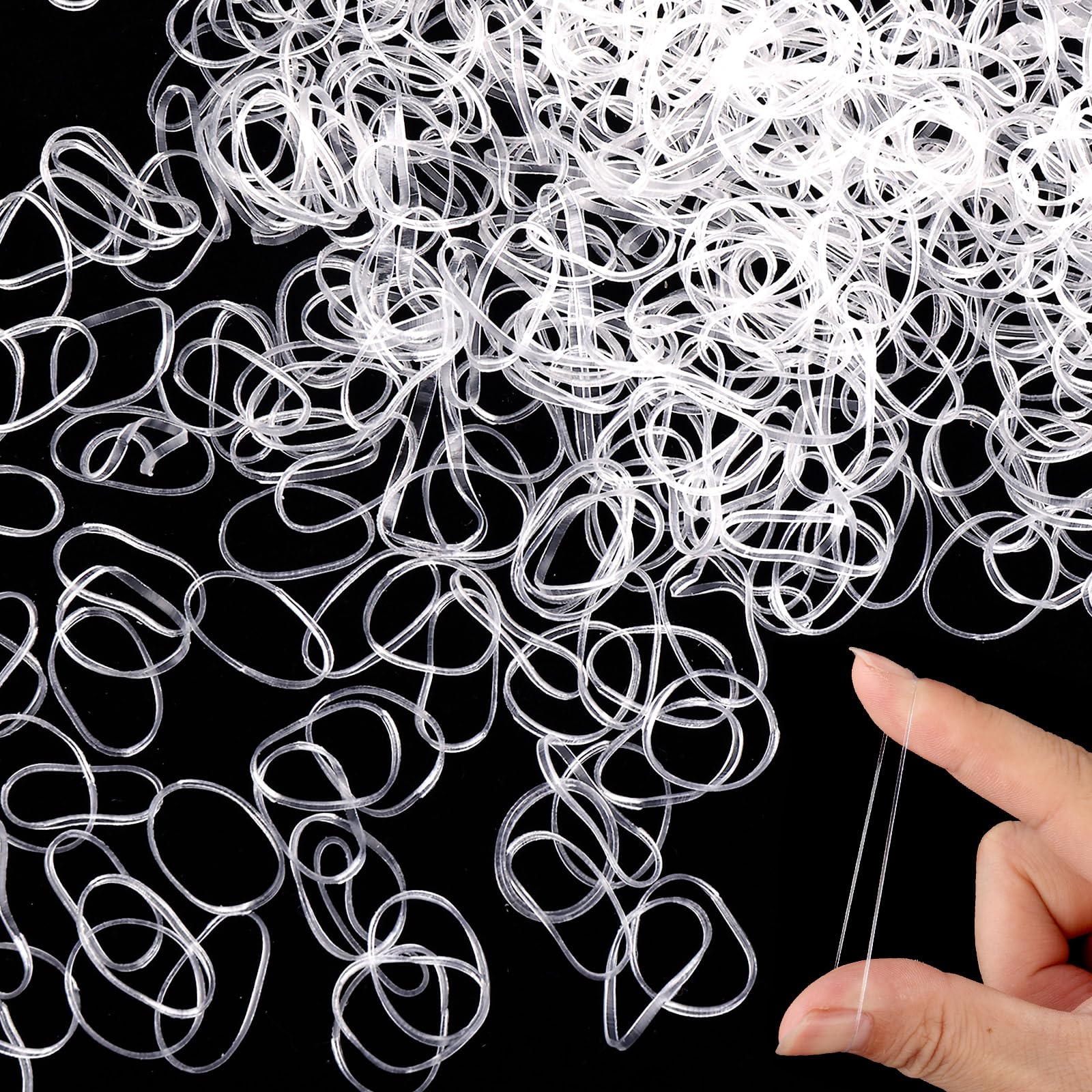 Lusofie 2500Pcs Clear Hair Elastic Bands - Soft Small Elastic Hair Ties for Girls, Kids, Braids & Wedding Hairstyles | Gentle No-Slip Hair Bands for Baby, Daily Use & Special Occasions