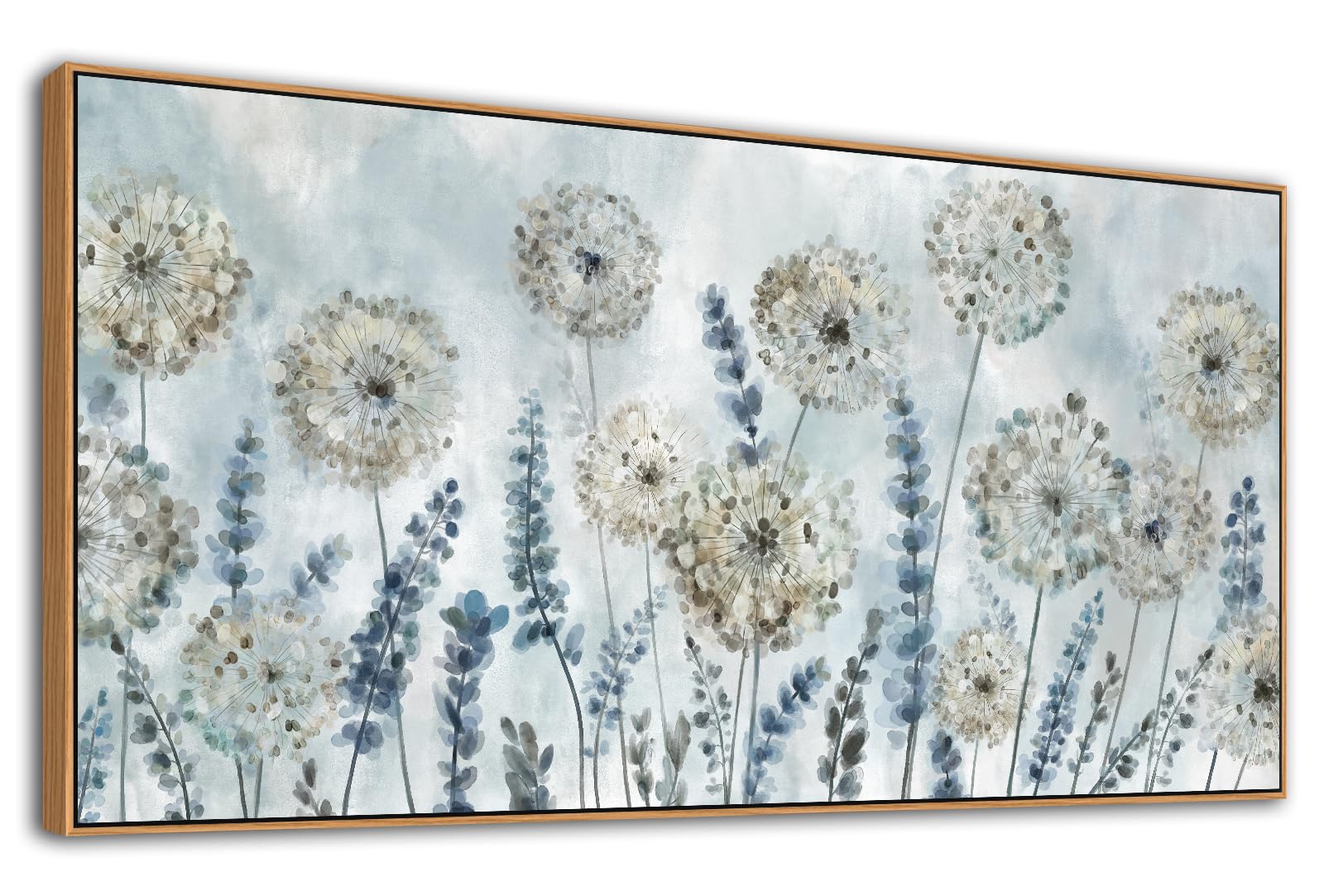 VEAEE Farmhouse Canvas Wall Art - Dandelion Flower Nature Abstract Grass Painting, 24