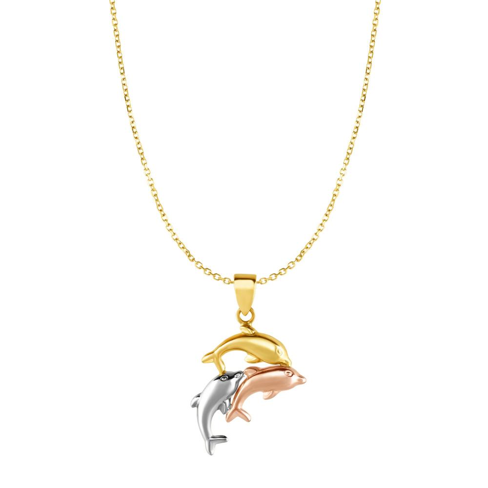 10K Gold Dolphin Pendant Necklace for Women - Elegant Marine Jewelry Gift for Her - Perfect for Beach Vacations, Birthdays & Anniversaries