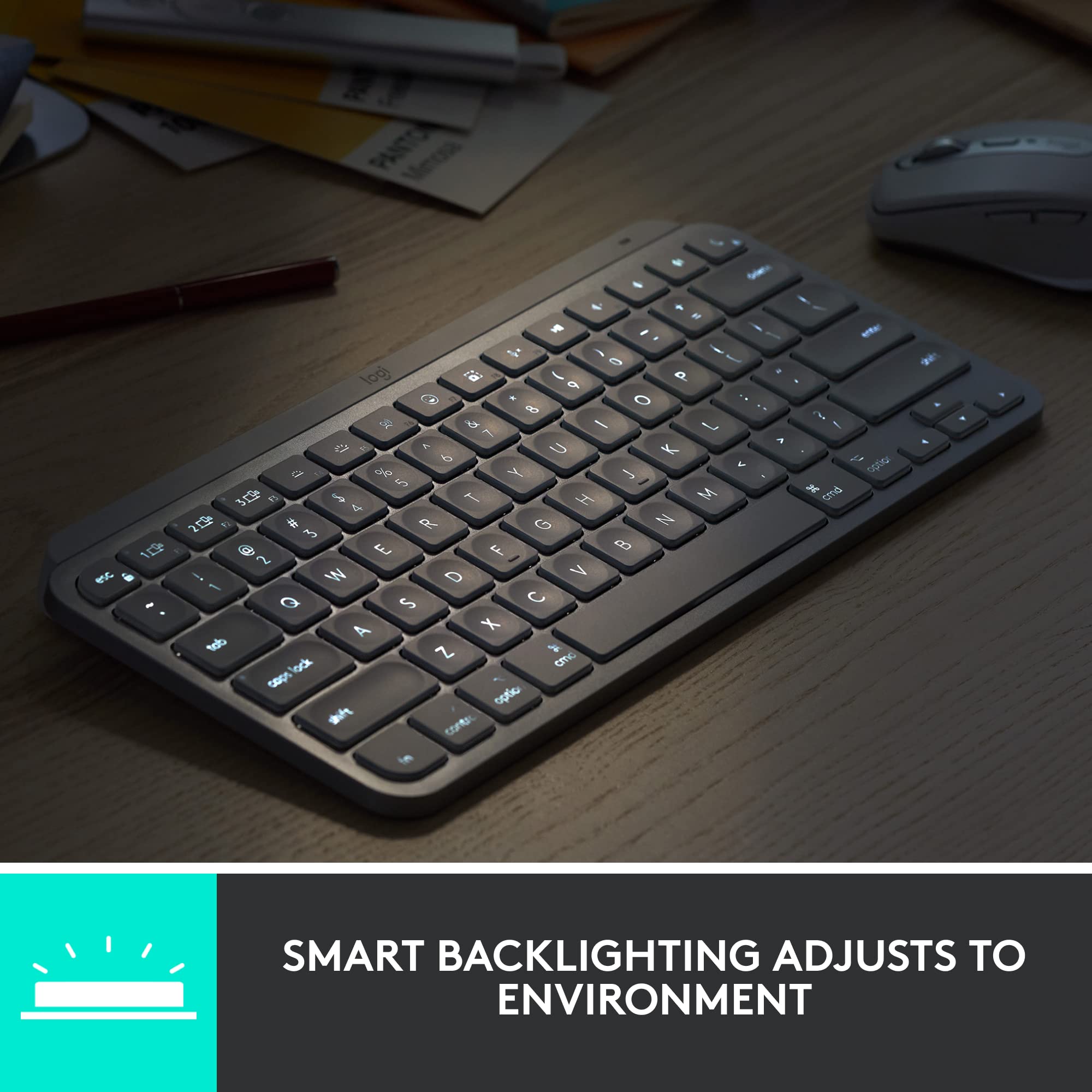 Logitech MX Keys Mini Wireless Keyboard for Mac - Compact Bluetooth Backlit Keyboard with USB-C, Tactile Typing | Compatible with MacBook Pro, MacBook Air, iMac, iPad | Pale Grey | Perfect for Home Office, Remote Work & Productivity
