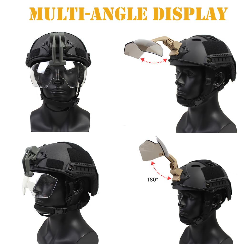 ZJIEYU Tactical Goggles - Adjustable Airsoft Helmet Visor for CS, BB Paintball & Hunting | Impact Resistant Eye Protection for Outdoor Sports & Military Training