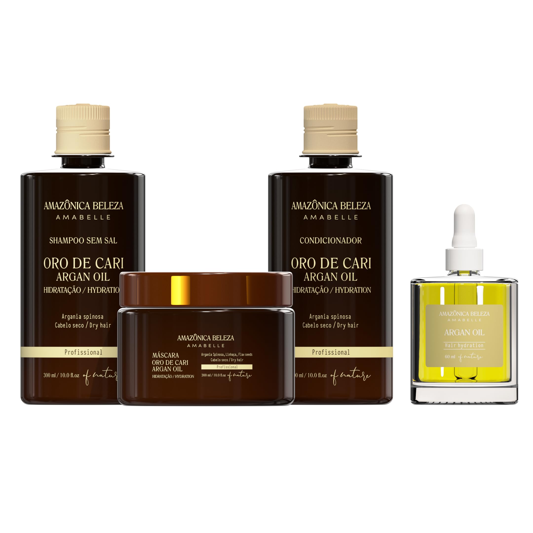 Oro de Cari Deep Hydration Hair Care Kit with 100% Pure Argan Oil - Repair, Strengthen & Nourish Dry Damaged Hair (Shampoo, Conditioner, Hair Mask 10.1oz + Argan Oil 2oz) - Perfect for Daily Hydration & Salon-Quality Treatment at Home