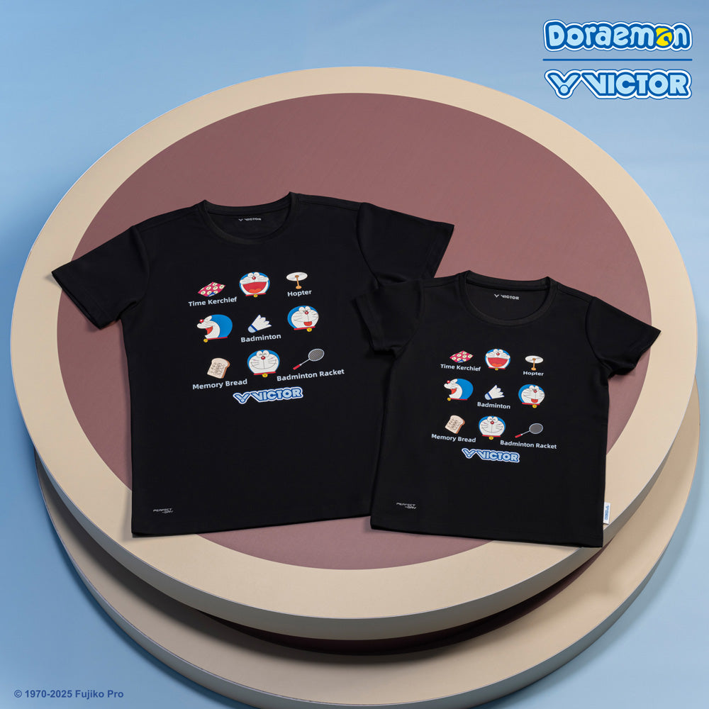 Victor X Doraemon Unisex Graphic T-Shirt 503DRM C - Soft Cotton Casual Tee for Men & Women [Black] | Anime Fashion, Streetwear, Cosplay & Everyday Wear