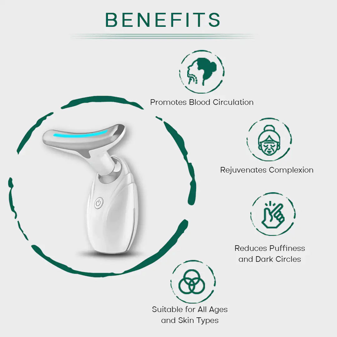 Anti-Aging LED Light Therapy Device for Face & Neck - Red & Blue Light Skin Rejuvenation Treatment for Wrinkles, Acne & Collagen Boost - At-Home Spa & Skincare Routine