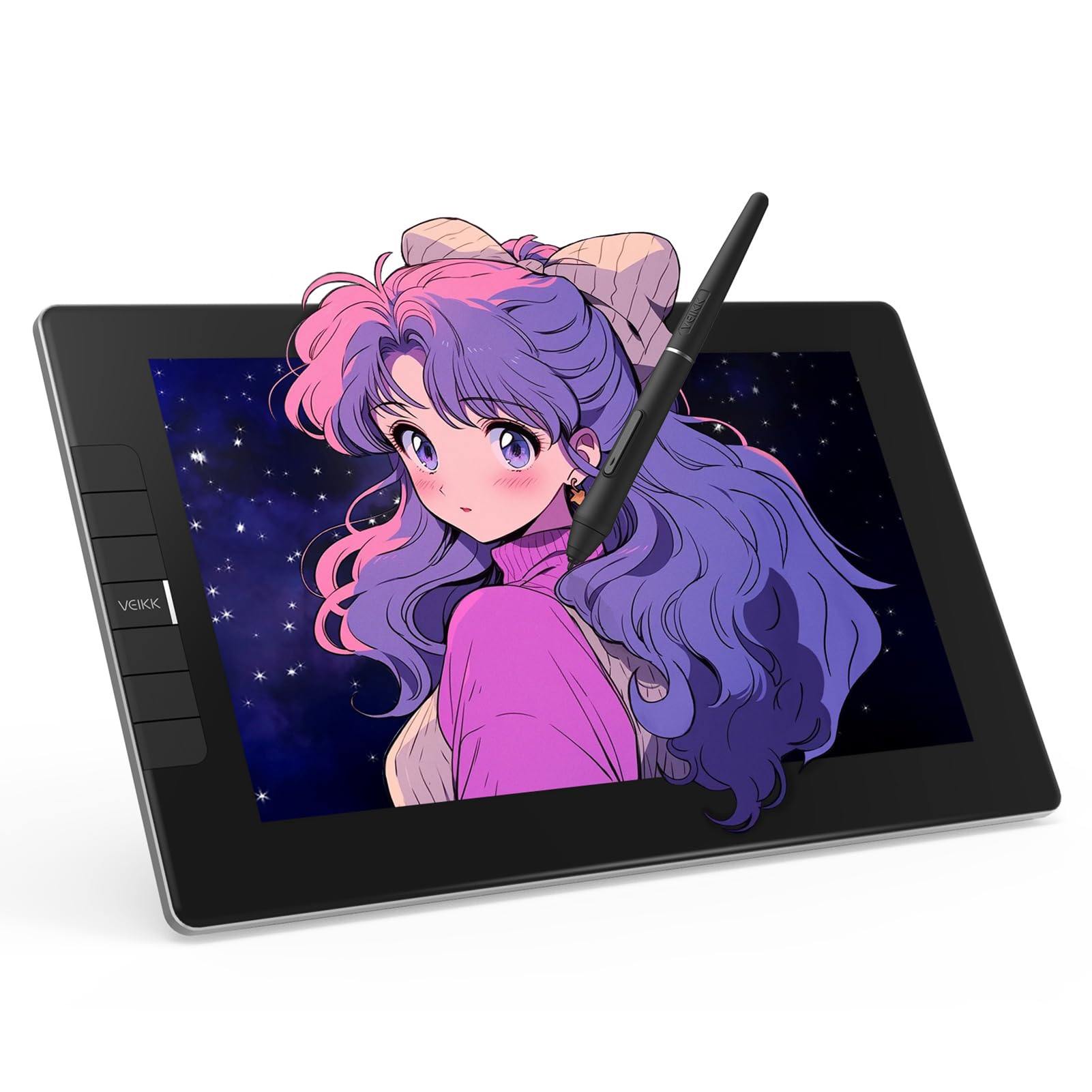VEIKK VK1200 V2 11.6-inch Drawing Tablet with Screen - Full-Laminated Graphic Monitor, Battery-Free Stylus with Tilt Support, 6 Customizable Shortcut Keys, Anti-Glare Glass - Perfect for Digital Art, Animation & Design (PC Connection Required)