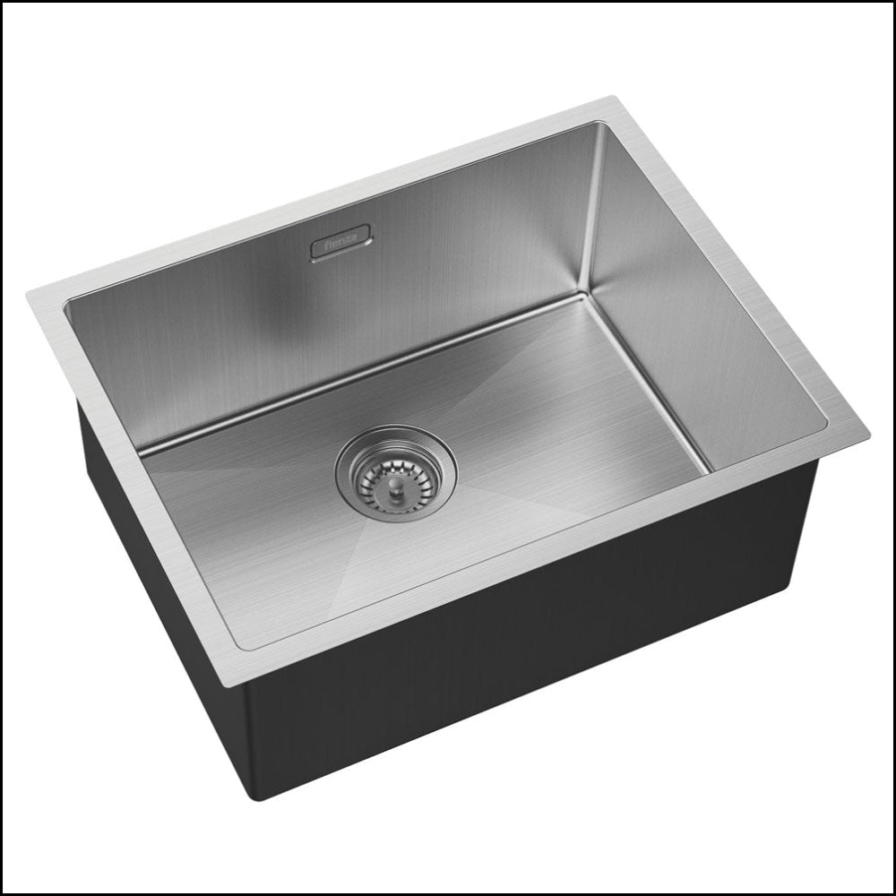 FIENZA 50L Stainless Steel Square Laundry Sink with Drain Board - Heavy Duty Utility Sink for Basement, Garage, or Commercial Use (Model 68501)