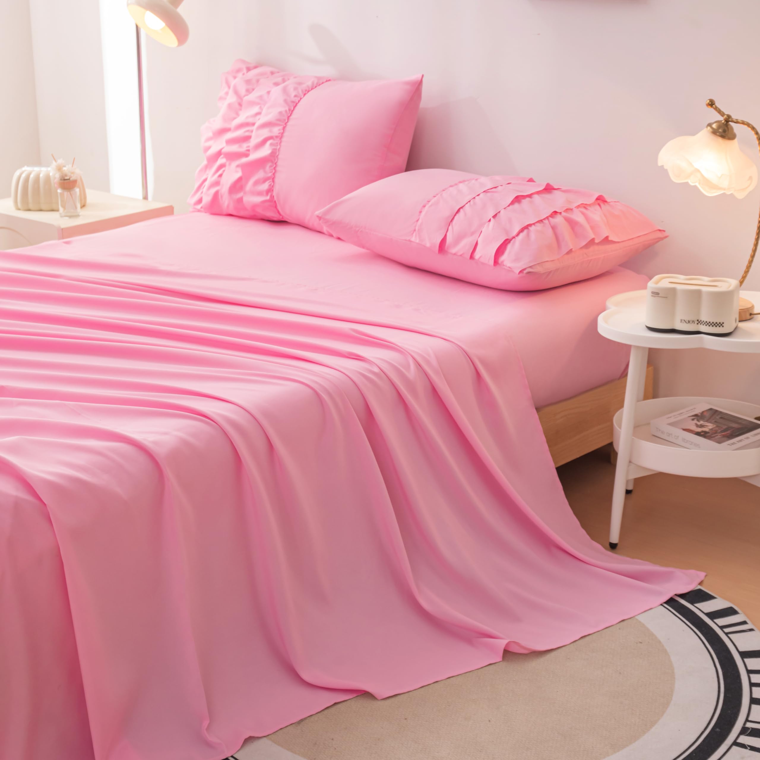 **Pink Princess Dress Comforter Set Queen Size - 5 Piece Teen Girls Bed in a Bag with Ruffled Bedding & Sheets - Perfect for Kids' Room, Birthday Gifts & Princess-Themed Decor**