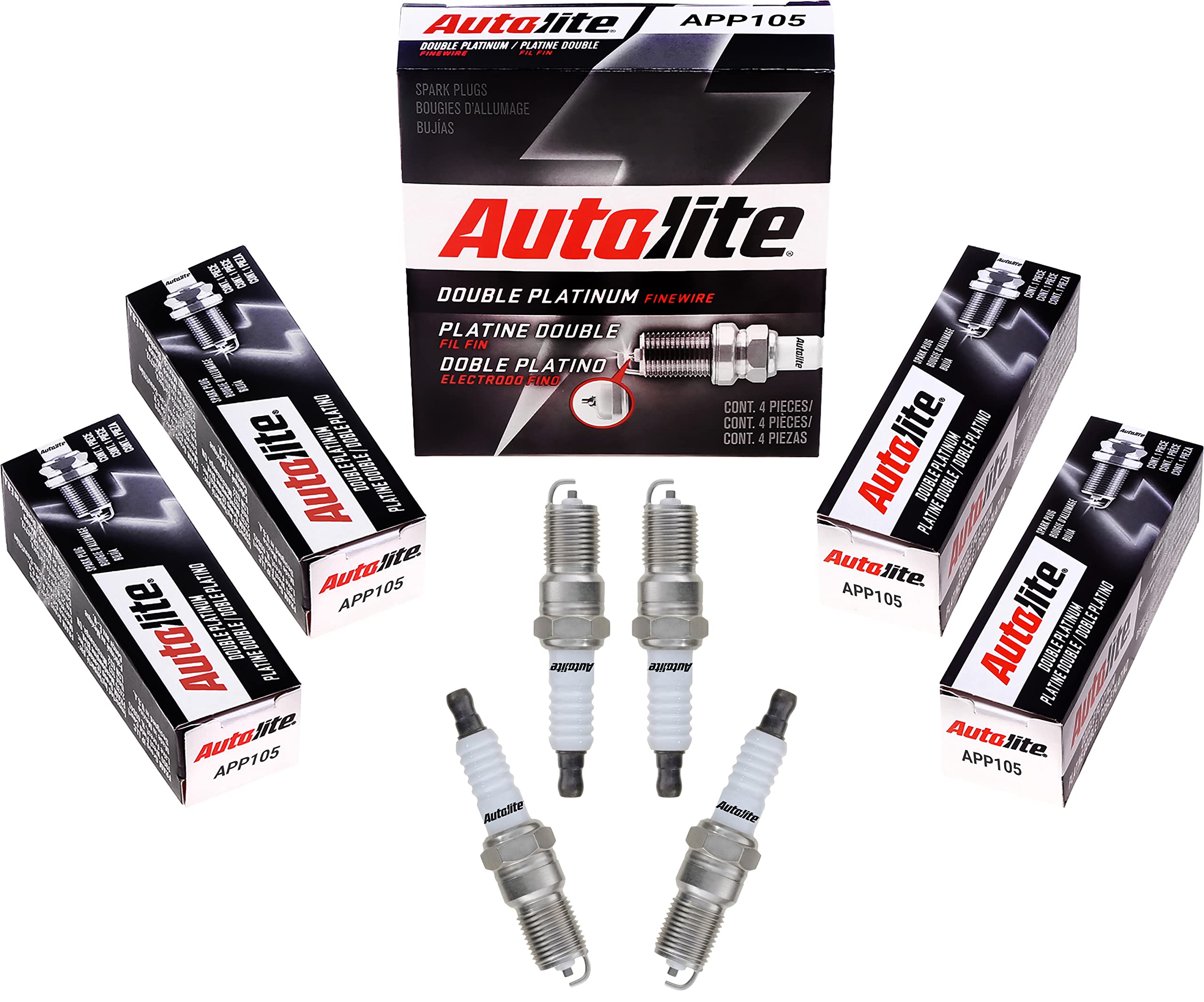 Autolite APP105 Double Platinum Spark Plugs - 4 Pack | High Performance Replacement for Cars, Trucks & SUVs | Improved Fuel Efficiency & Smooth Engine Start | Ideal for Daily Commute & Road Trips