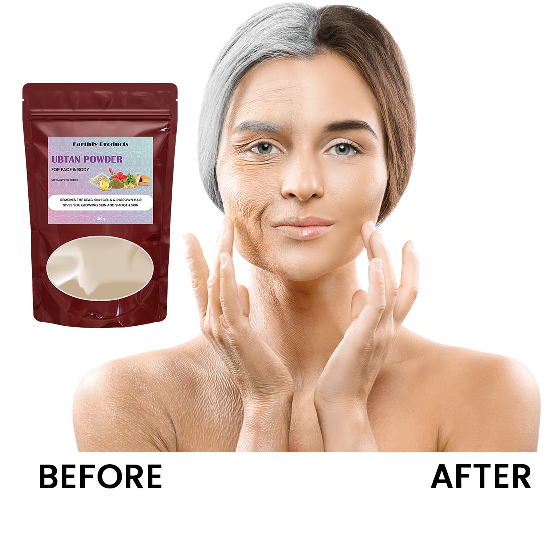EARTHLY PRODUCTS Ubtan Powder - 100% Natural Exfoliating & Brightening Face Scrub for Glowing Skin, 100g (Pack of 3) - Perfect for Daily Skincare Routine & Ayurvedic Facial Treatments