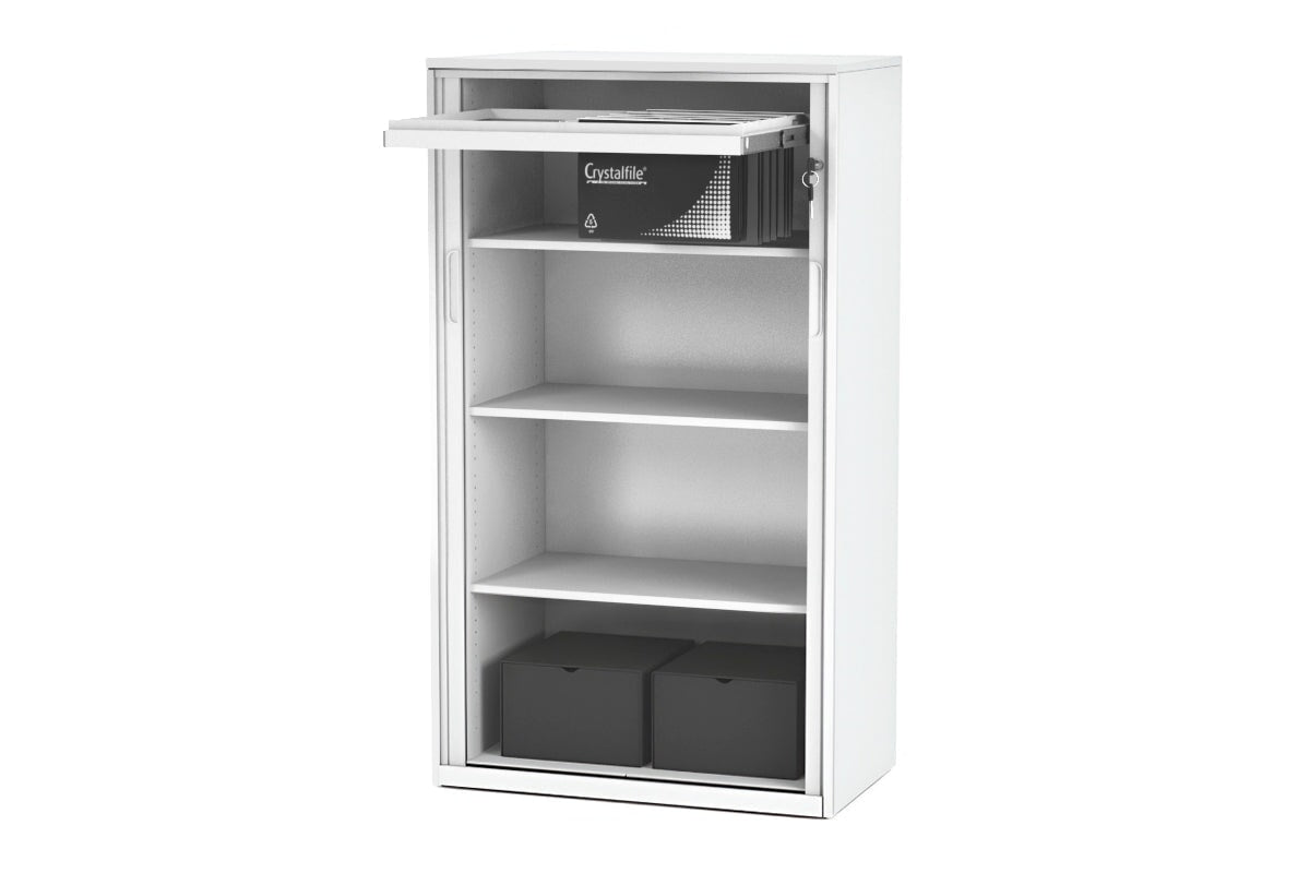 Tambour Sliding Door Storage Cabinet - Metal Closet Organizer [1325H x 900W] - Perfect for Bedroom, Office, or Garage Storage Solutions