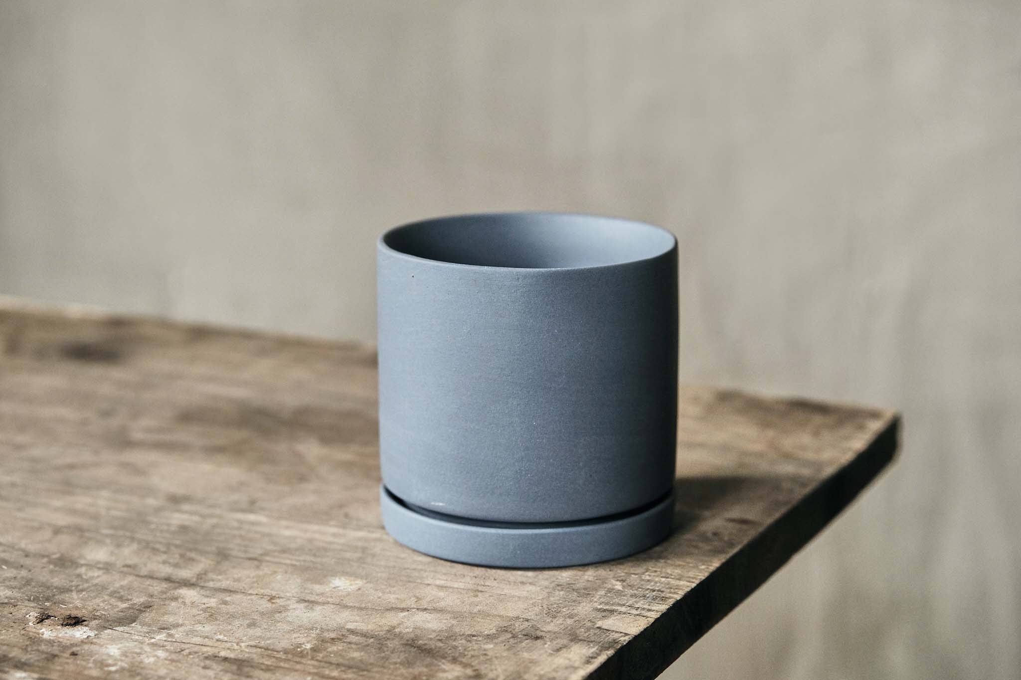 Matte Pot & Saucer Set - Storm Blue - 8cm Diameter - Perfect for Succulents, Small Plants & Home Decor