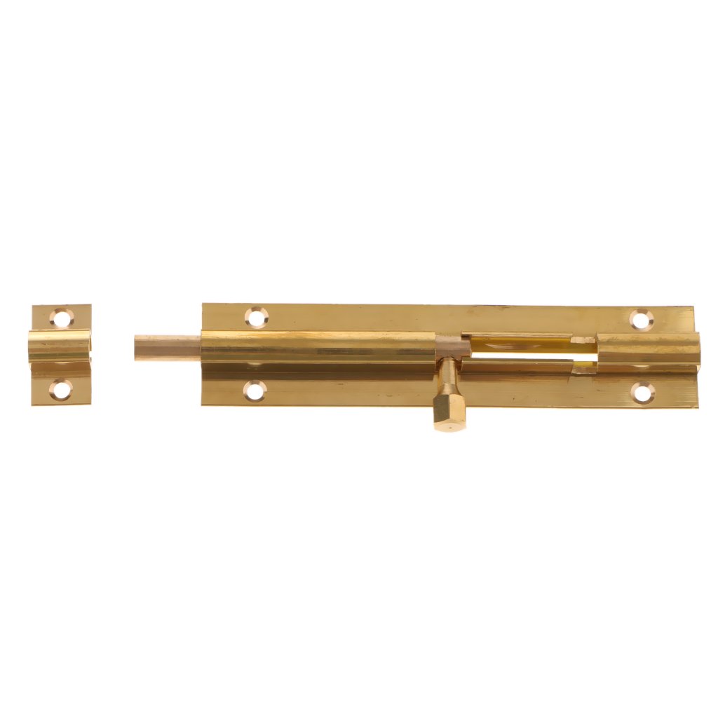 Solid Brass Sliding Door Latch - 4 Inch Heavy Duty Slide Bolt Lock for Gates, Cupboards & Windows | Gold Finish | Home Security & Safety Solution for Doors, Sheds & Cabinets