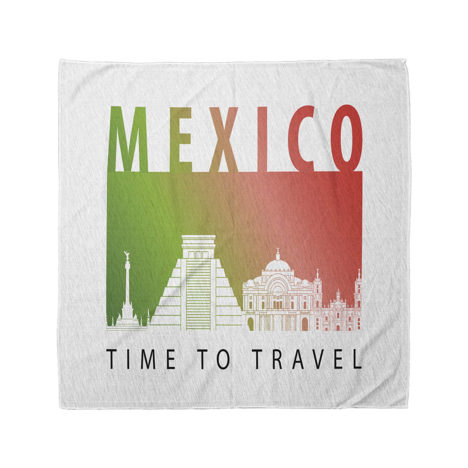 Ambesonne Travel Bandana - Mexico Themed Unisex Head & Neck Scarf for Hiking, Camping & Outdoor Adventures