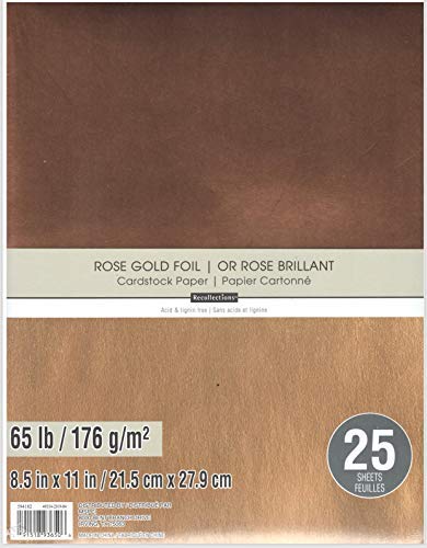 Recollections Rose Gold Foil 65lb Cardstock Paper - 25 Sheets Premium Scrapbooking Paper for DIY Invitations, Greeting Cards & Craft Projects