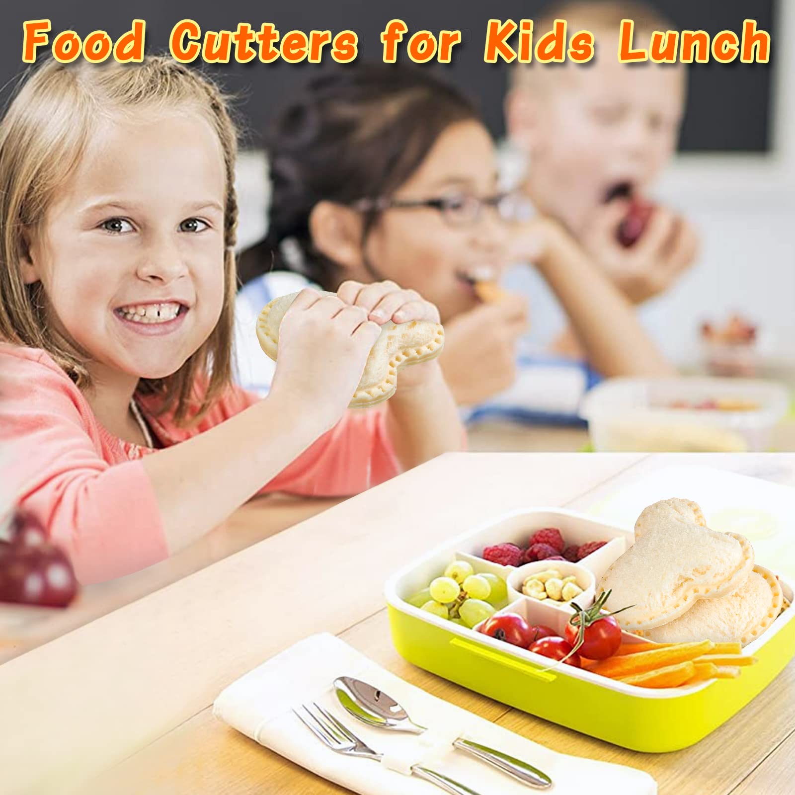 12Pcs Kids Sandwich Cutter & Sealer Set - Fun Vegetable & Fruit Shaped Cookie Cutters for Uncrustables, Bento Box Lunch Making - Perfect for School Lunches, Picnics & Party Snacks