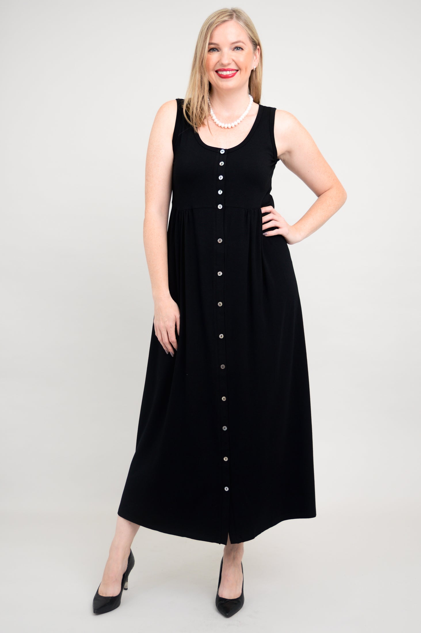 Liane Sleeveless Dress for Women - Soft Bamboo Fabric Summer Dress in Black | Perfect for Beach Vacations, Date Nights & Casual Outings