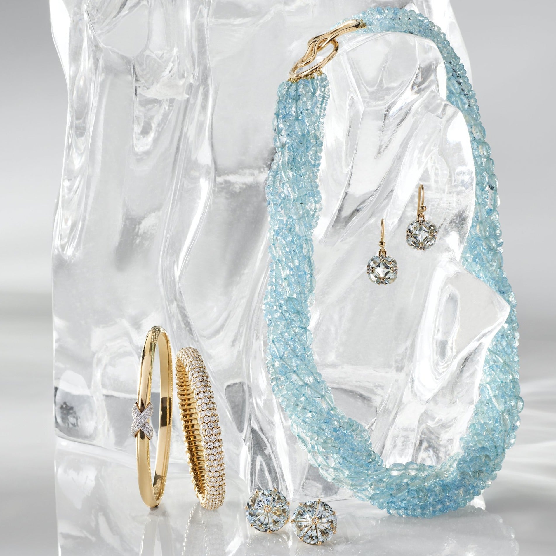 Aquamarine and Diamond Pinwheel Earrings for Women – Elegant Dangle Earrings for Parties, Weddings & Special Occasions