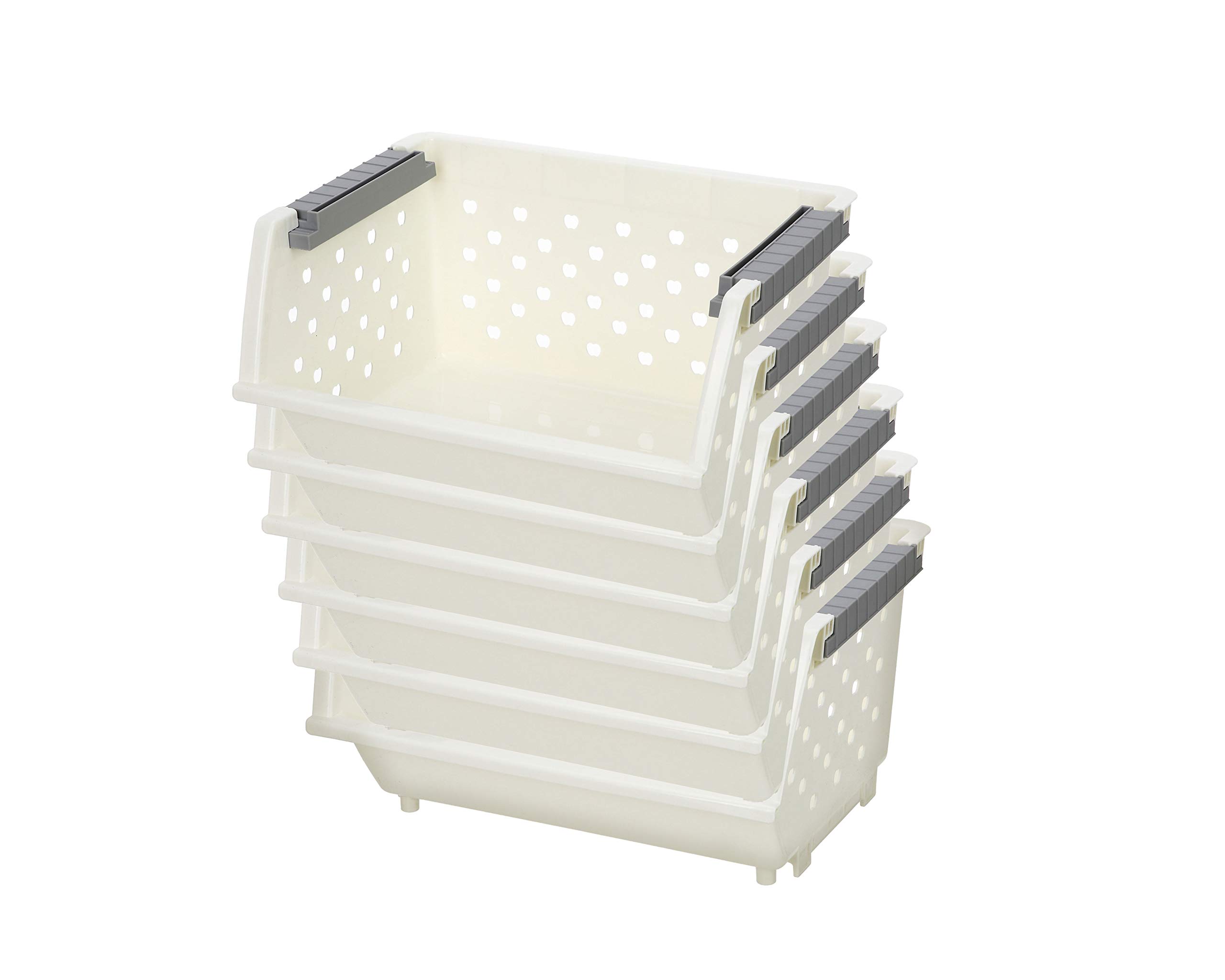 YBM Home 6-Pack Stackable Plastic Storage Bins - Organizer for Kitchen, Garage & Outdoor Use | Perfect for Canned Foods, Tools, Toys & Hardware | Durable Open-Front Design (2150) | Ideal for Pantry Organization, Garage Storage & Kids' Toy Containers