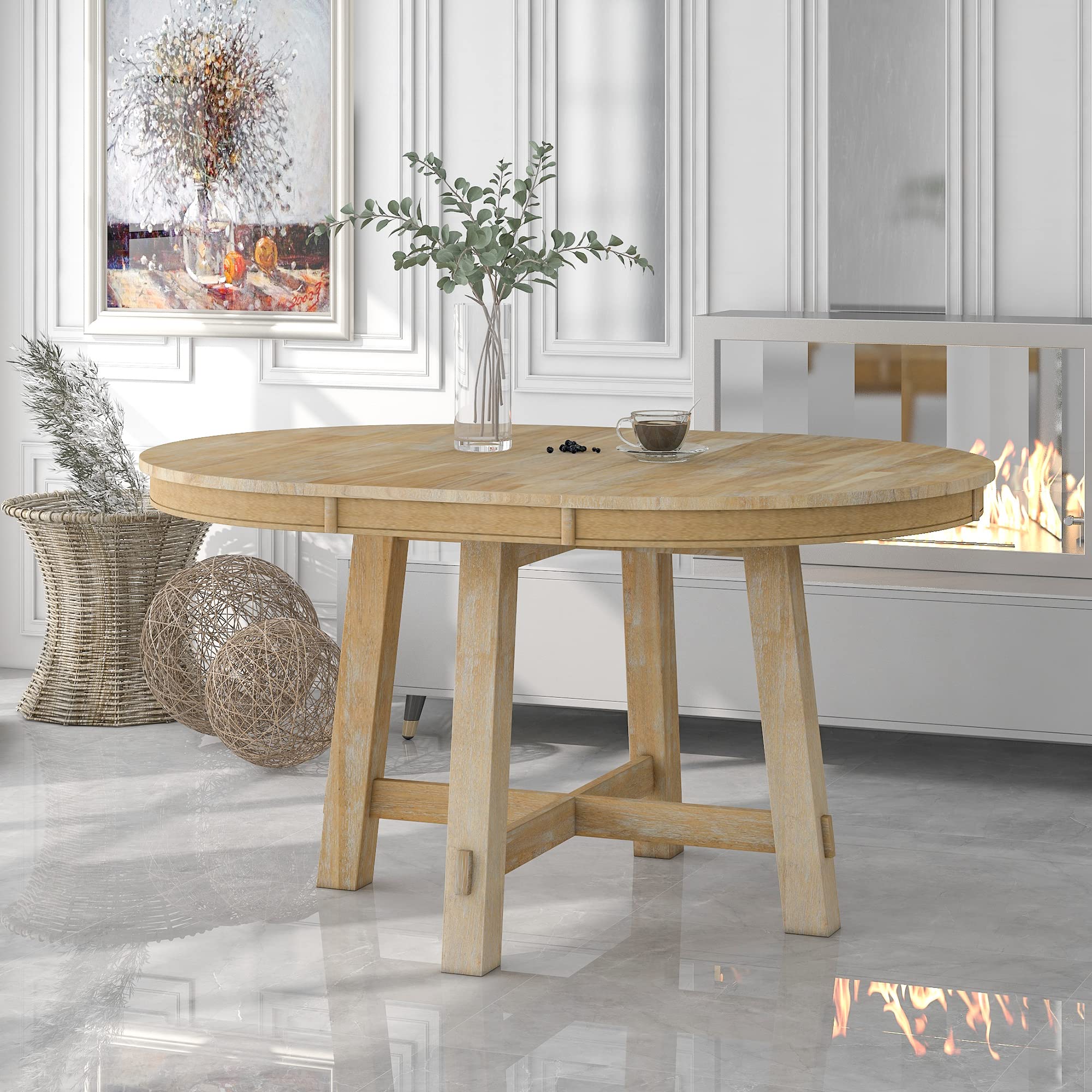 Farmhouse Extendable Dining Table with Leaf - Kitchen & Dining Room Furniture for Family Gatherings