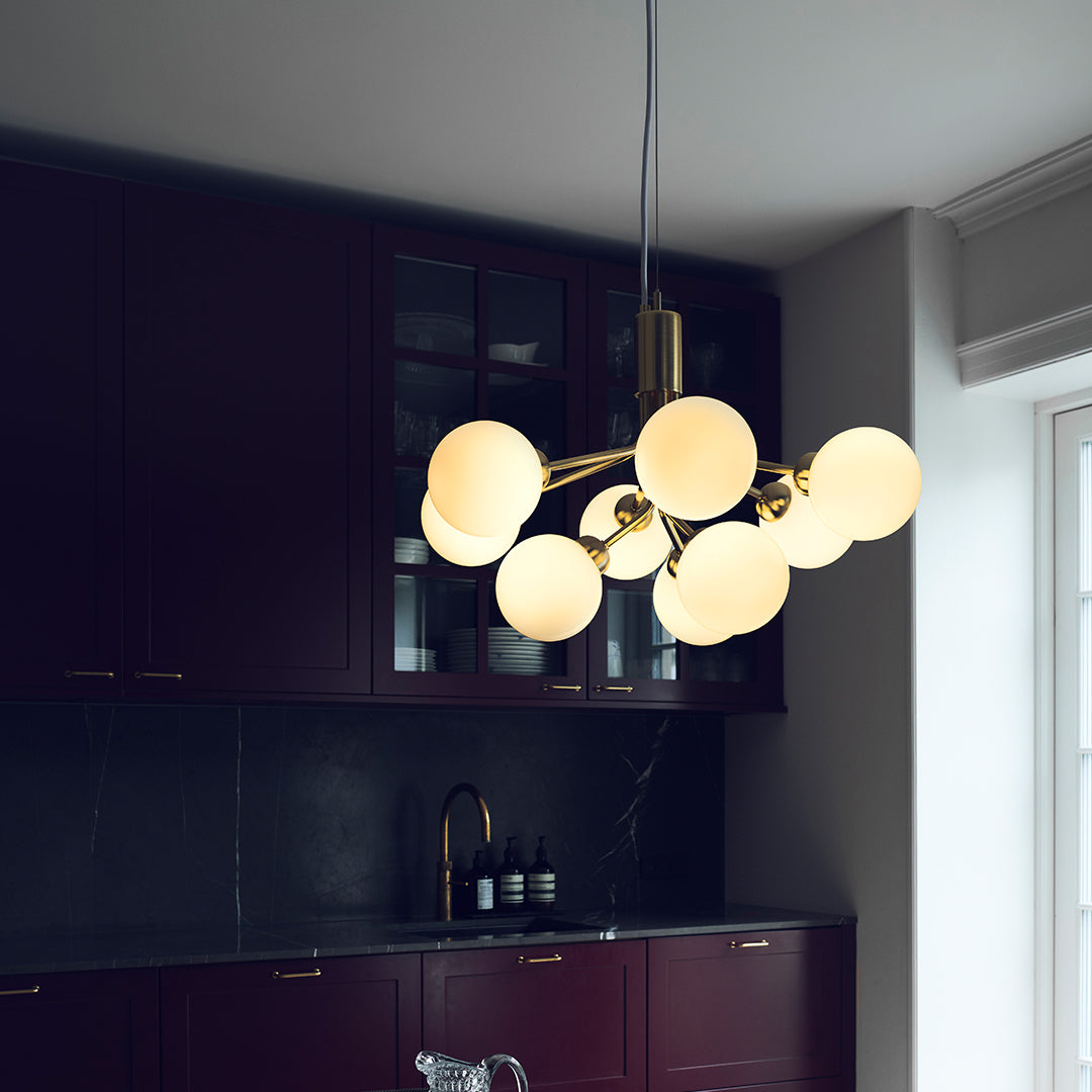 Apiales 9-Light Modern Crystal Chandelier - Elegant Ceiling Lighting Fixture for Dining Room, Living Room & Bedroom Decor