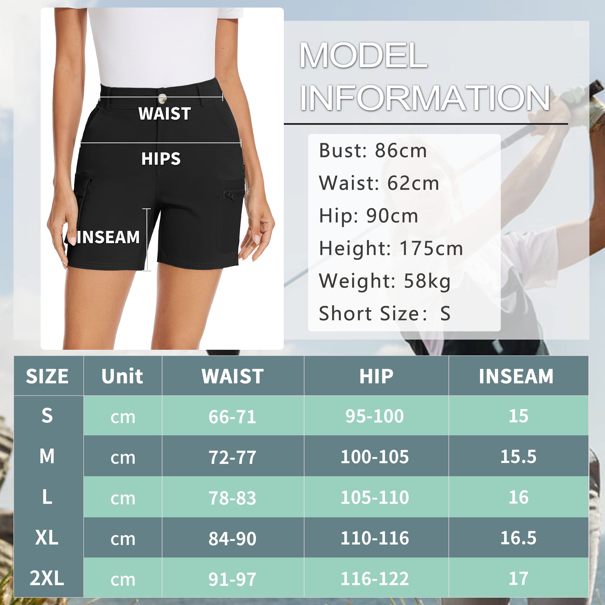 Soneven Women's High Waist Stretch Bermuda Cargo Shorts with Zip Pockets - Lightweight Convertible Hiking Pants for Golf, Outdoor Sports & Summer Activities | Perfect for Camping, Travel & Casual Wear
