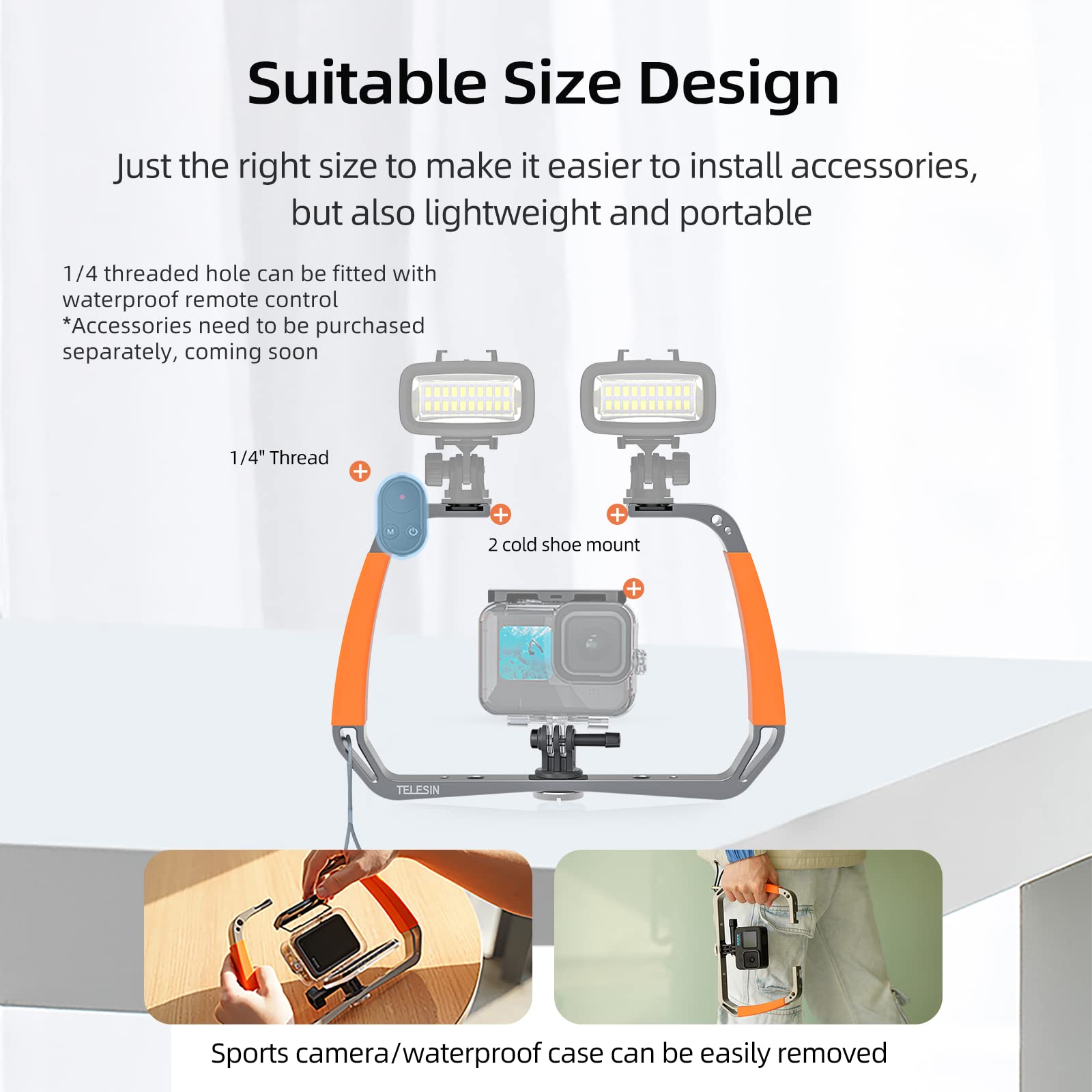 AuyKoo Dual Arm Aluminum Alloy Stabilizer Mount for GoPro Hero 11 10 9 8 7 6, Insta360 One & DJI Action 2 Cameras - Perfect for Underwater Diving, Surfing & Action Sports Photography