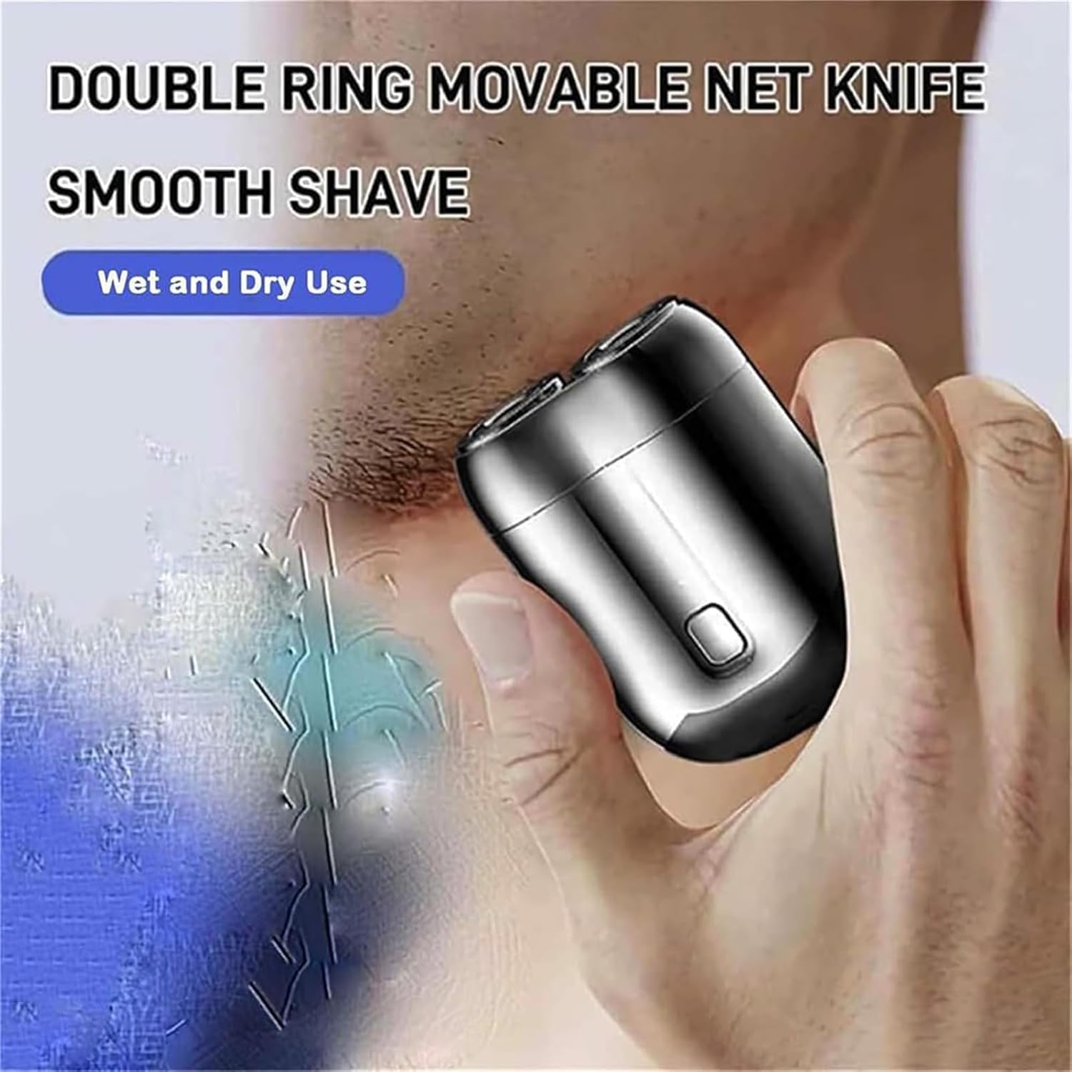 2024 Upgraded Rechargeable Dual-Head Electric Shaver for Men - Portable Pocket Size USB Shaver with Washable Design (Blue) - Perfect for Travel, Gym & Daily Grooming