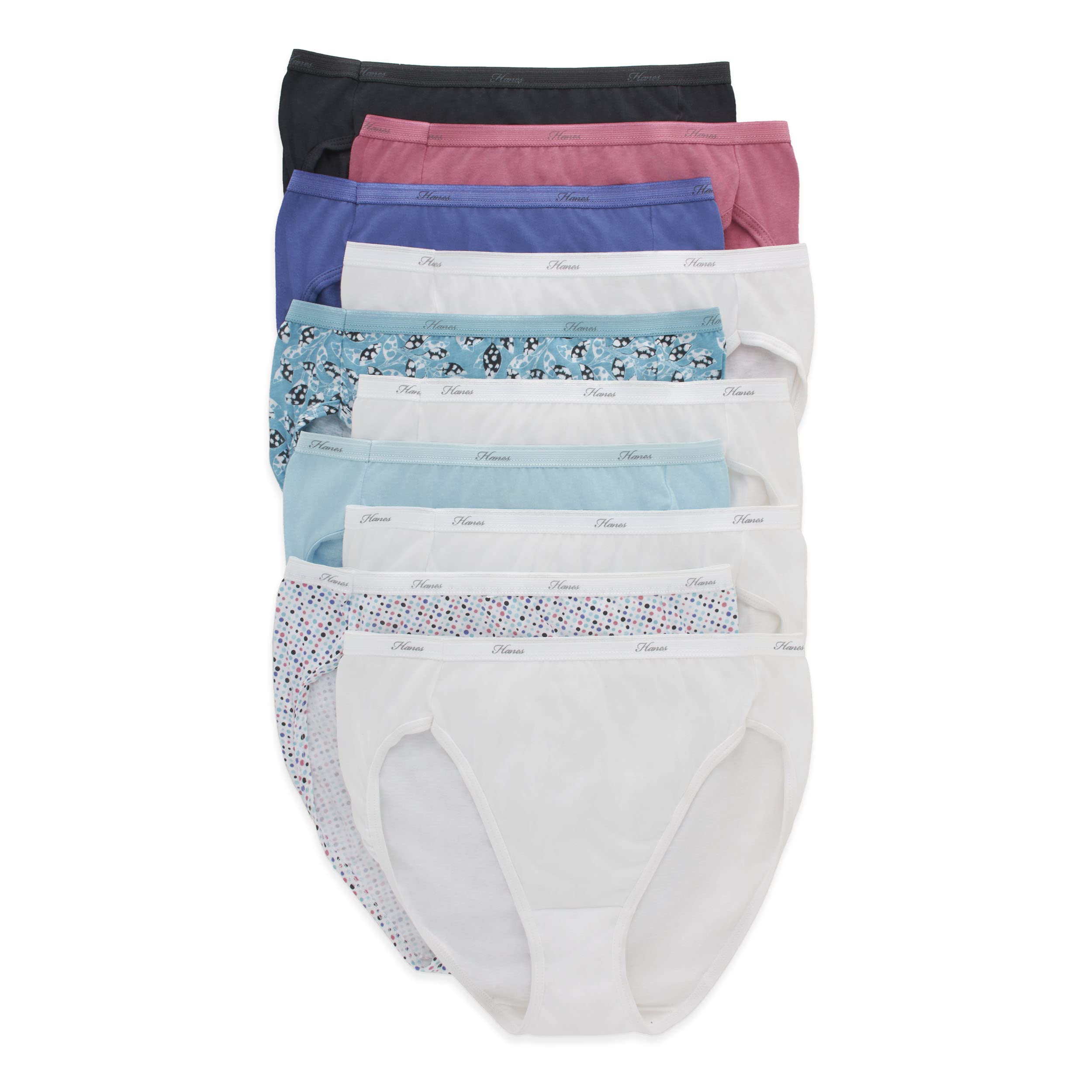 Hanes Women's ComfortSoft Cotton Hi-Cut Underwear 10-Pack - High Waisted Breathable Panties for Everyday Wear (Assorted Colors) | Perfect for Workouts, Yoga & Lounge Wear