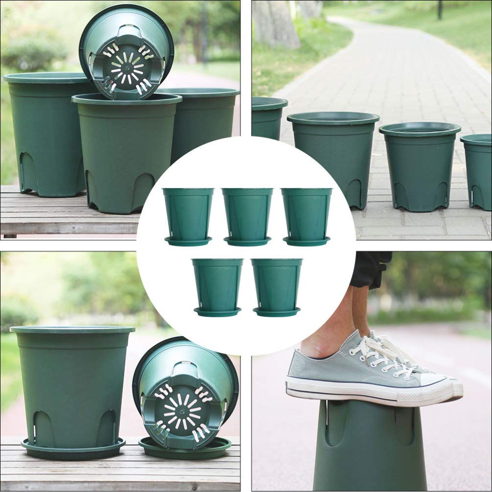 5 Sets Breathable Plastic Plant Pots for Succulents, Flowers & Garden Plants - Root Control Design, Lightweight & Durable Garden Planters for Indoor/Outdoor Use - Perfect for Home Decor, Balcony Gardening & Office Plants