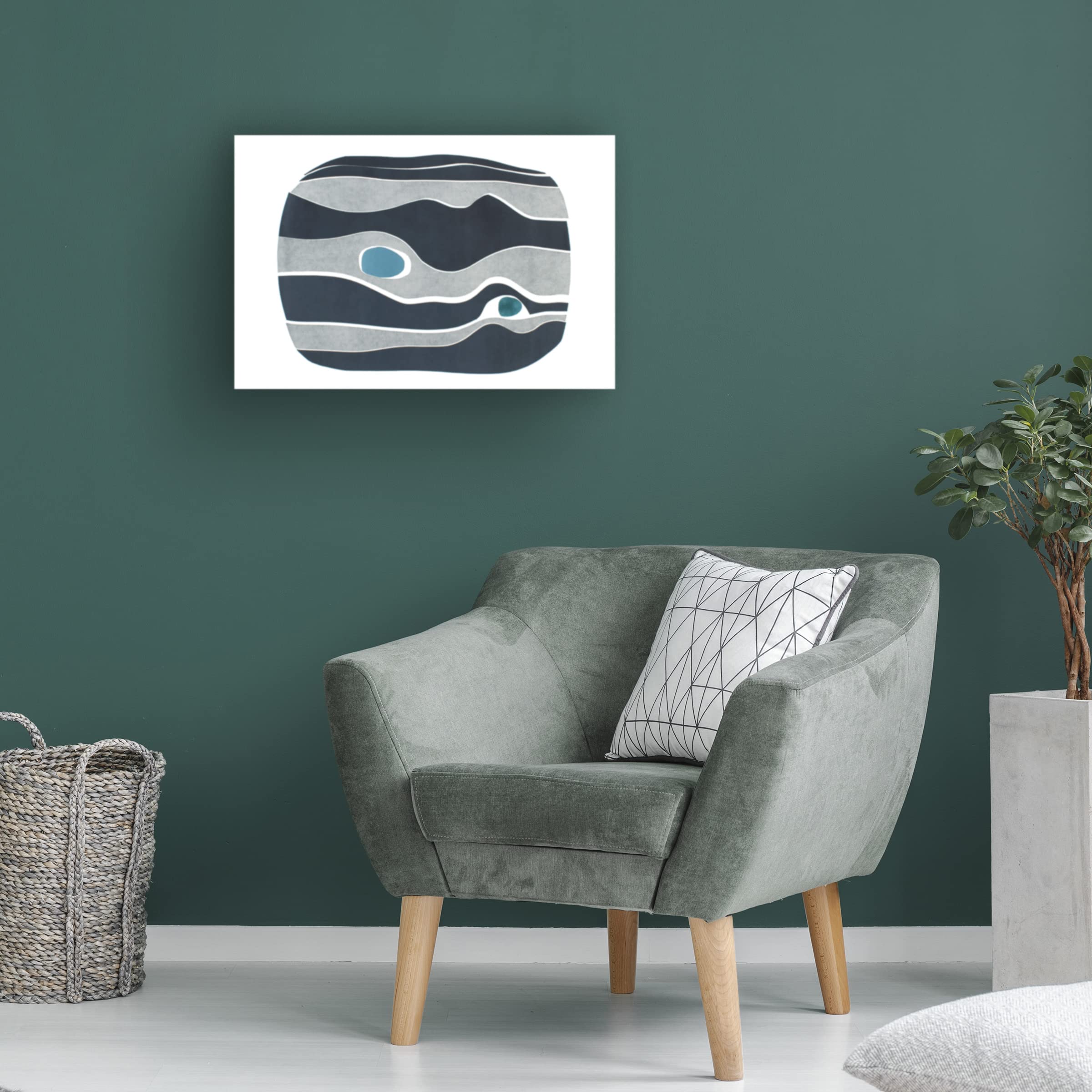 River Stones V Canvas Wall Art by Rob Delamater - Modern Abstract Landscape Painting for Living Room, Bedroom & Office Decor