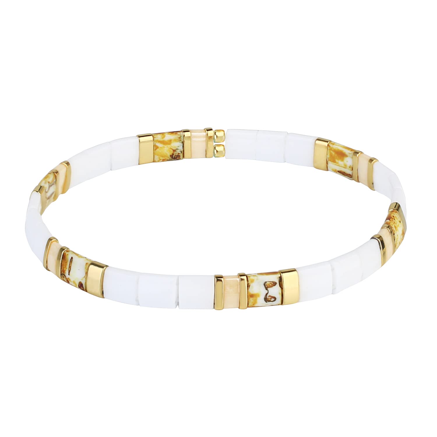 KELITCH Fashion Tila Miyuki Beaded Bracelet - Colorful Elastic Stretch Bracelet for Women, Friendship Jewelry Gift Set (2PCS) - Perfect for Birthday, Anniversary & Everyday Wear