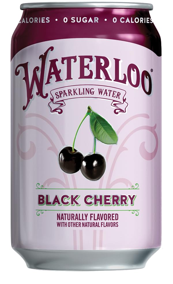 Waterloo Sparkling Water Black Cherry Naturally Flavored - 12 Pack of 12 Fl Oz Cans | Zero Calorie, Sugar Free & No Artificial Sweeteners | Low Sodium | Refreshing Beverage for Office, Gym & Outdoor Activities