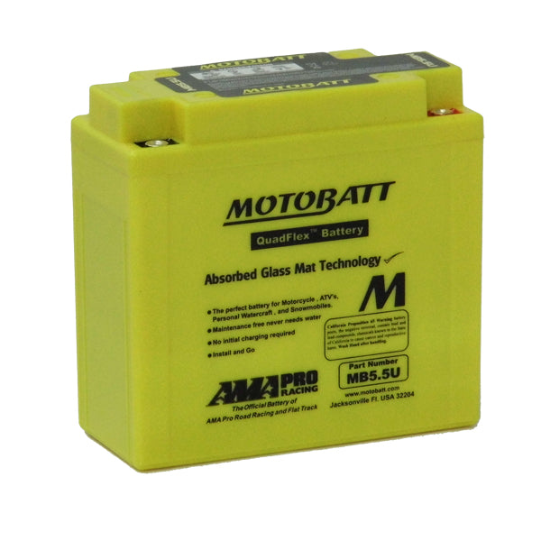 Motobatt MB5.5U Motorcycle Battery - High Performance AGM Powersports Battery for Dirt Bikes, ATVs & UTVs | Perfect for Off-Road Adventures & Extreme Riding Conditions