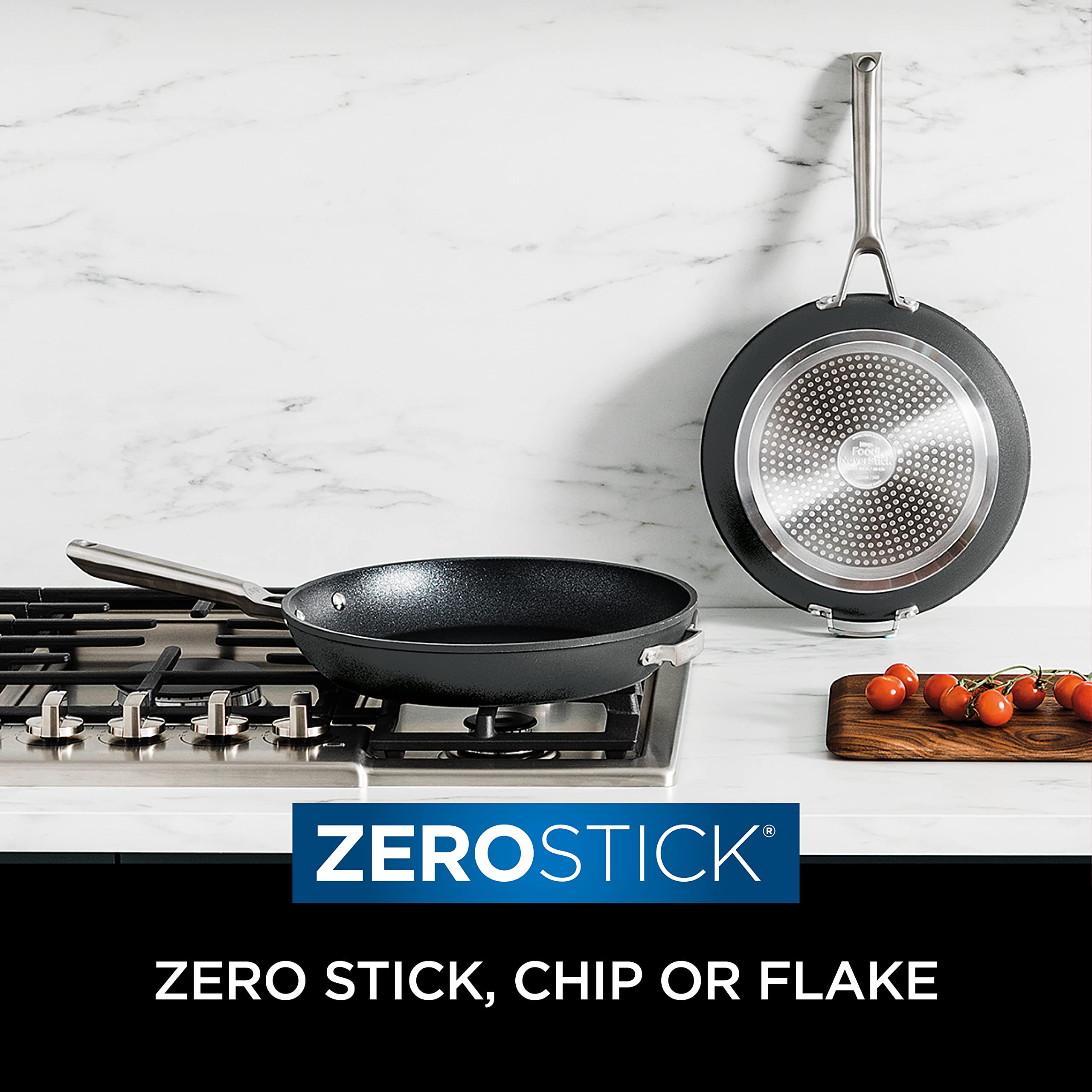 Ninja ZEROSTICK Stackable Non-Stick Frying Pan Set - 2-Piece (20cm & 26cm) Hard Anodized Aluminum Cookware | Induction Compatible, Space Saving Design | Durable & Scratch Resistant | Perfect for Small Kitchens, Camping & RV Cooking