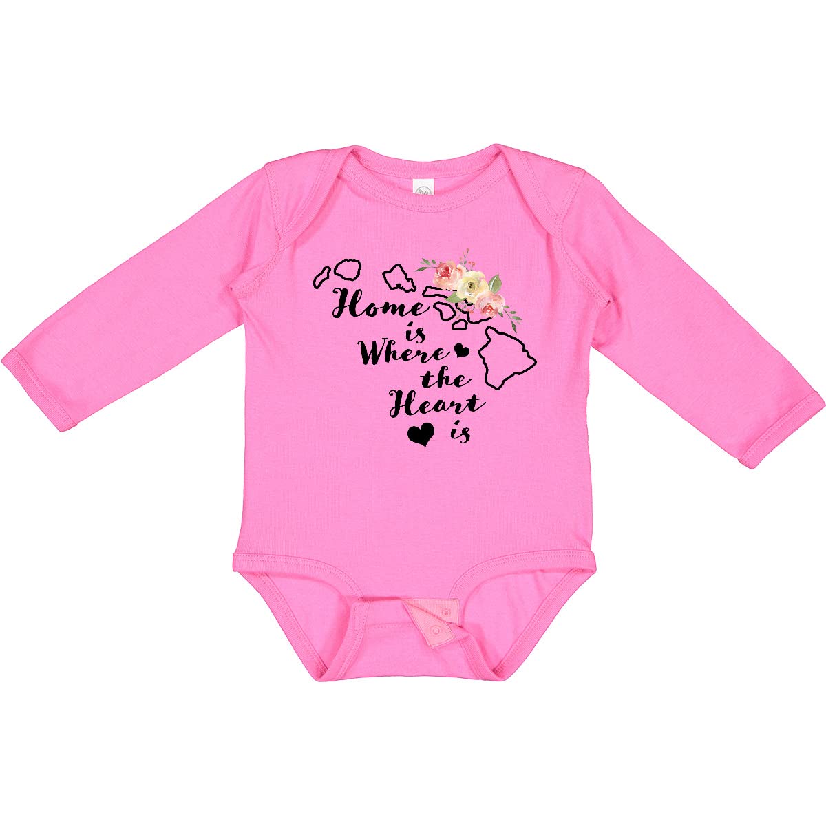 Inktastic Hawaii Home is Where The Heart is Watercolor Print Long Sleeve Baby Bodysuit - Perfect for Family Photos, Beach Vacations & Hawaiian-Themed Parties