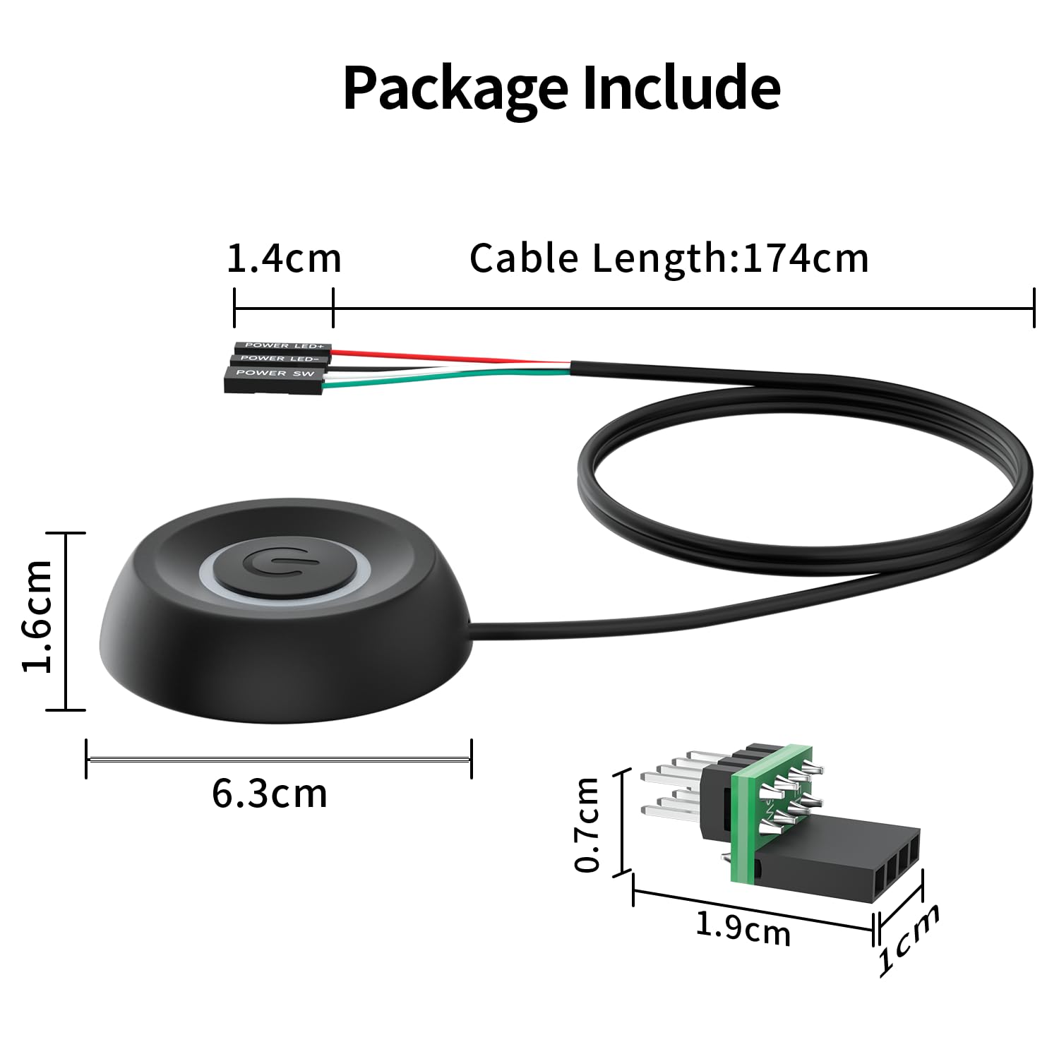PC Power Button - External Desktop Power Switch with LED, ON/OFF Power Supply Button for Computer Motherboard - Perfect for DIY PC Builds and Computer Repairs