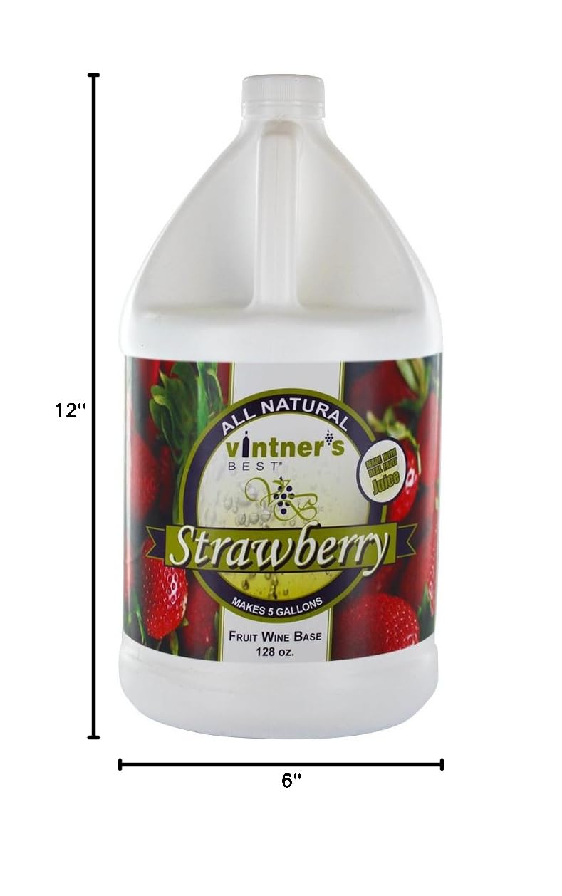 Vintners Best Strawberry Fruit Wine Base - 128 oz (1 Gallon) for Homemade Wine, Cocktails & Desserts | Premium Wine Making Ingredient