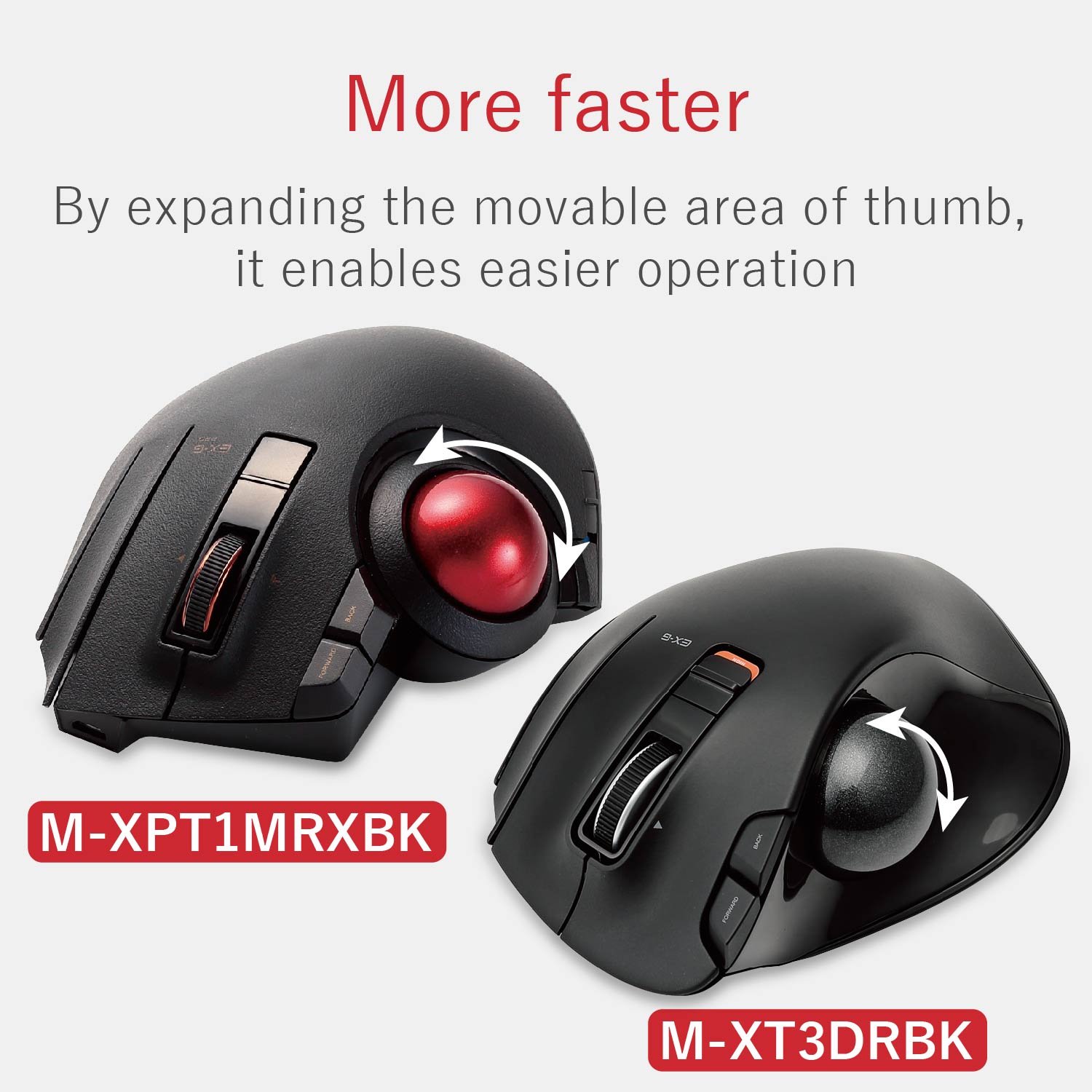ELECOM EX-G Pro Trackball Mouse - Wired/Wireless/Bluetooth, 8-Button Thumb Control Ergonomic Mouse with Optical Gaming Sensor & Smooth Red Ball - Compatible with Windows 11 & macOS (M-XPT1MRBK) - Perfect for Gaming, Office Work & Graphic Design