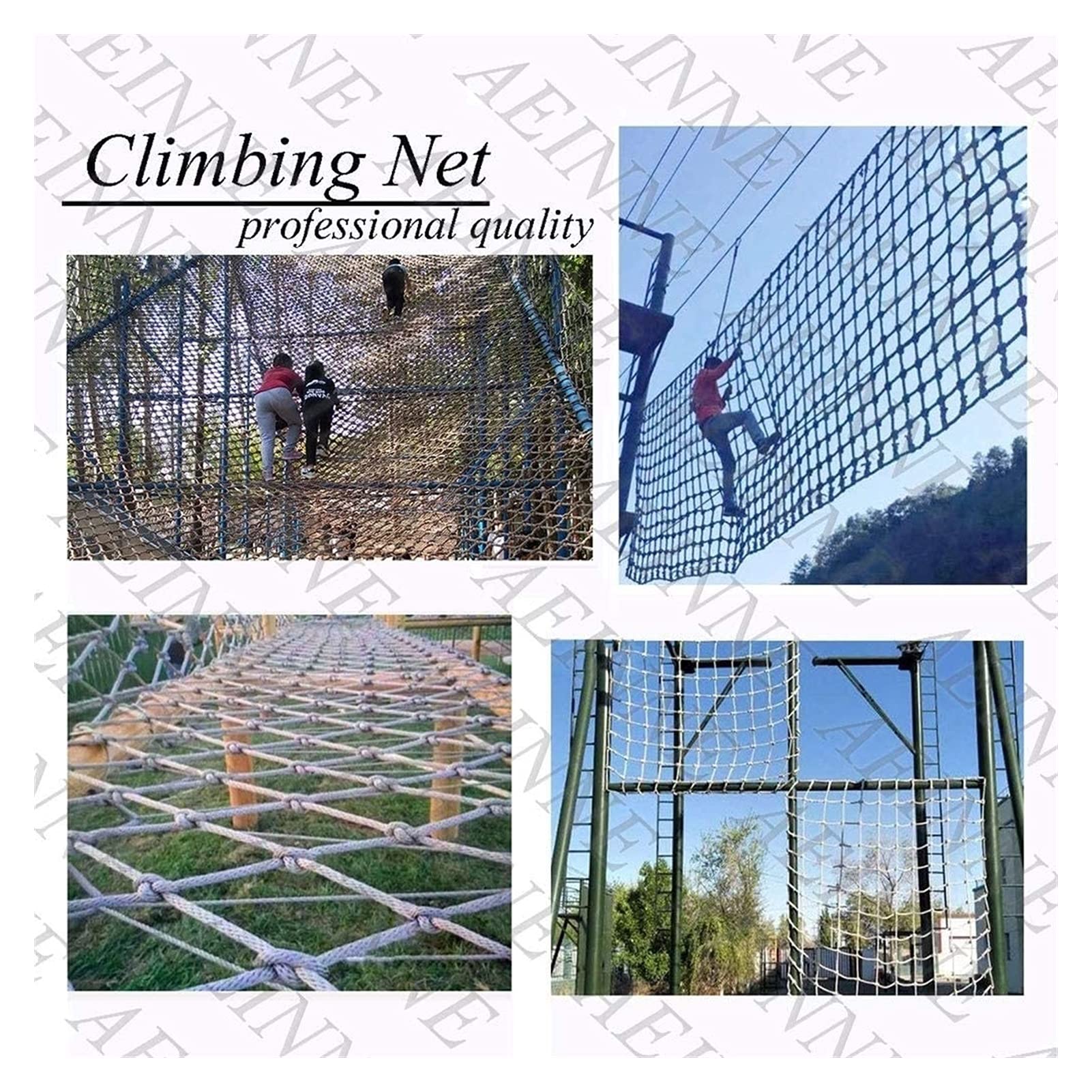 XHP Heavy Duty 12mm Rope Climbing Net for Kids - Indoor/Outdoor Jungle Gym, Treehouse Ladder & Playground Equipment with Secure Knots - Perfect for Backyard, Cargo Nets & Adventure Play Areas