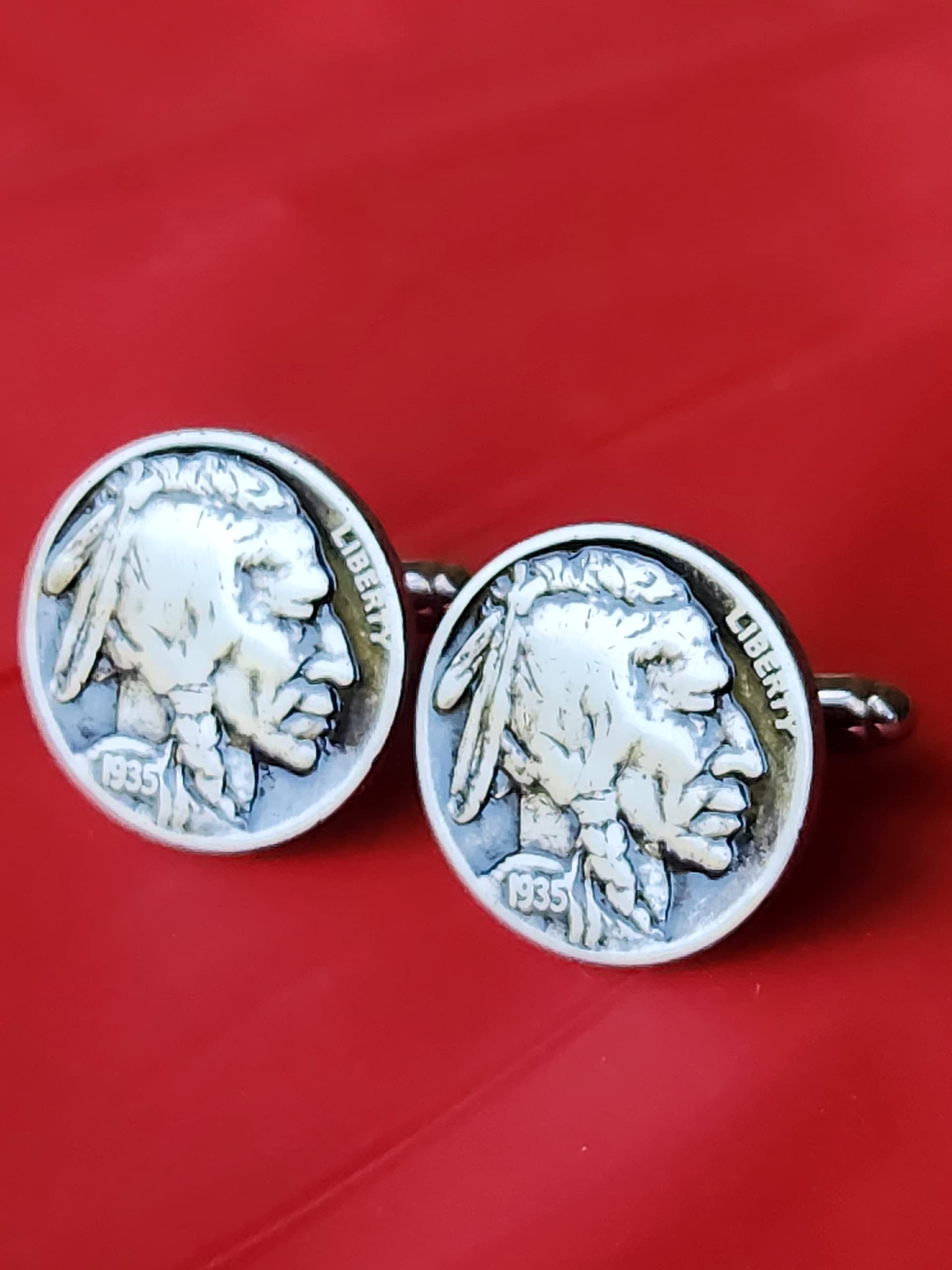 Authentic Buffalo Indian Head Nickel Coins (1930-1938) - Genuine Collectible Coin Cufflinks - Perfect Gift for Bison Lovers & Coin Collectors - Ideal for Weddings, Anniversaries, and Western-Themed Events