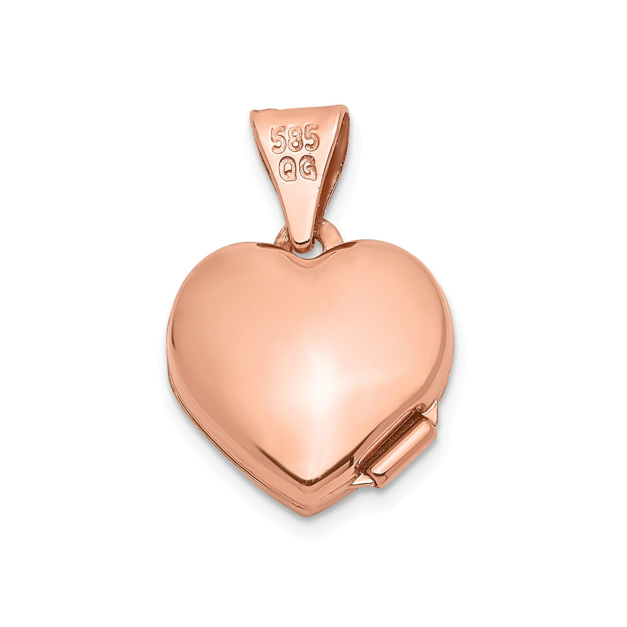14K Rose Gold Heart Locket Necklace with Rhodium Plating - 12mm Elegant Pendant for Women - Perfect Gift for Valentine's Day, Anniversary & Special Occasions