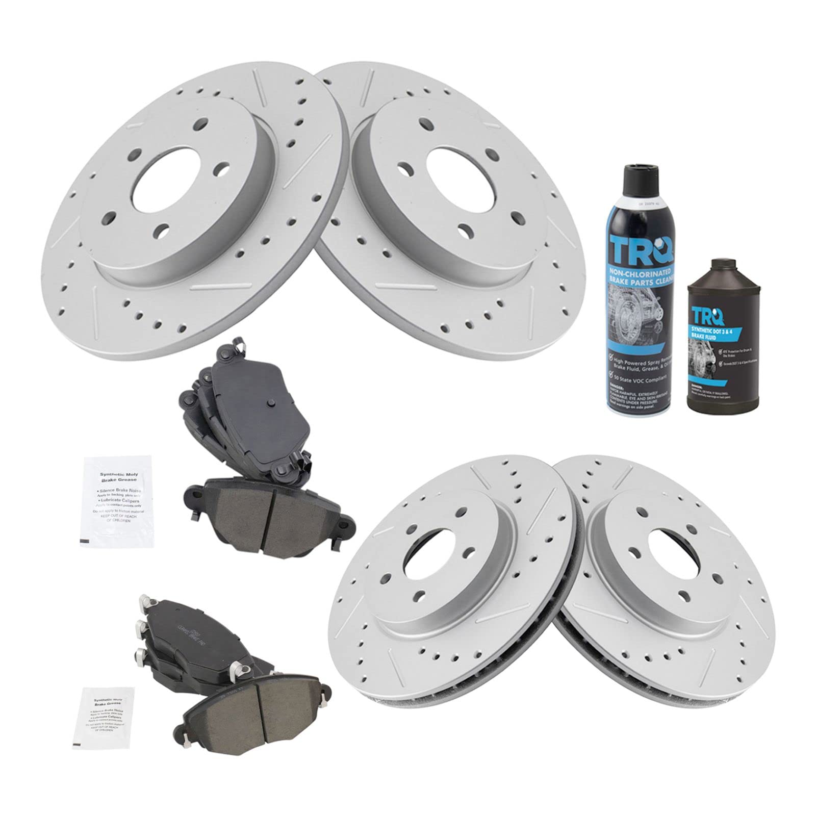 High-Performance Brake Rotor & Ceramic Brake Pad Kit - Front & Rear Set with Anti-Corrosion Coating & Cleaning Chemicals | Perfect for Trucks, SUVs, and Performance Cars