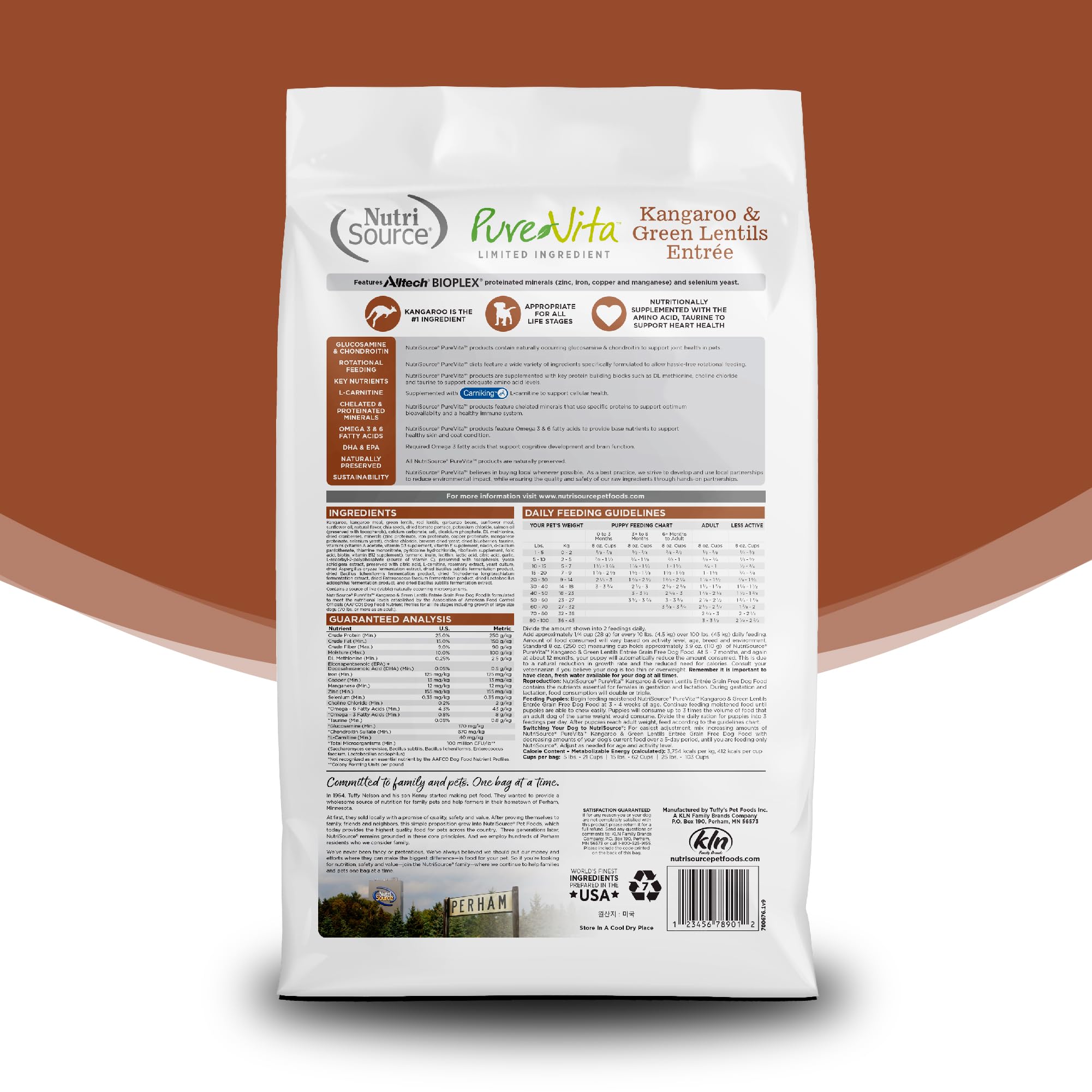 NutriSource PureVita Grain Free Kangaroo & Green Lentils Dry Dog Food - 25 lb Bag for Adult Dogs with Sensitive Stomachs | High Protein, Limited Ingredient Diet for Allergies & Digestive Health | Perfect for Home Feeding & Travel