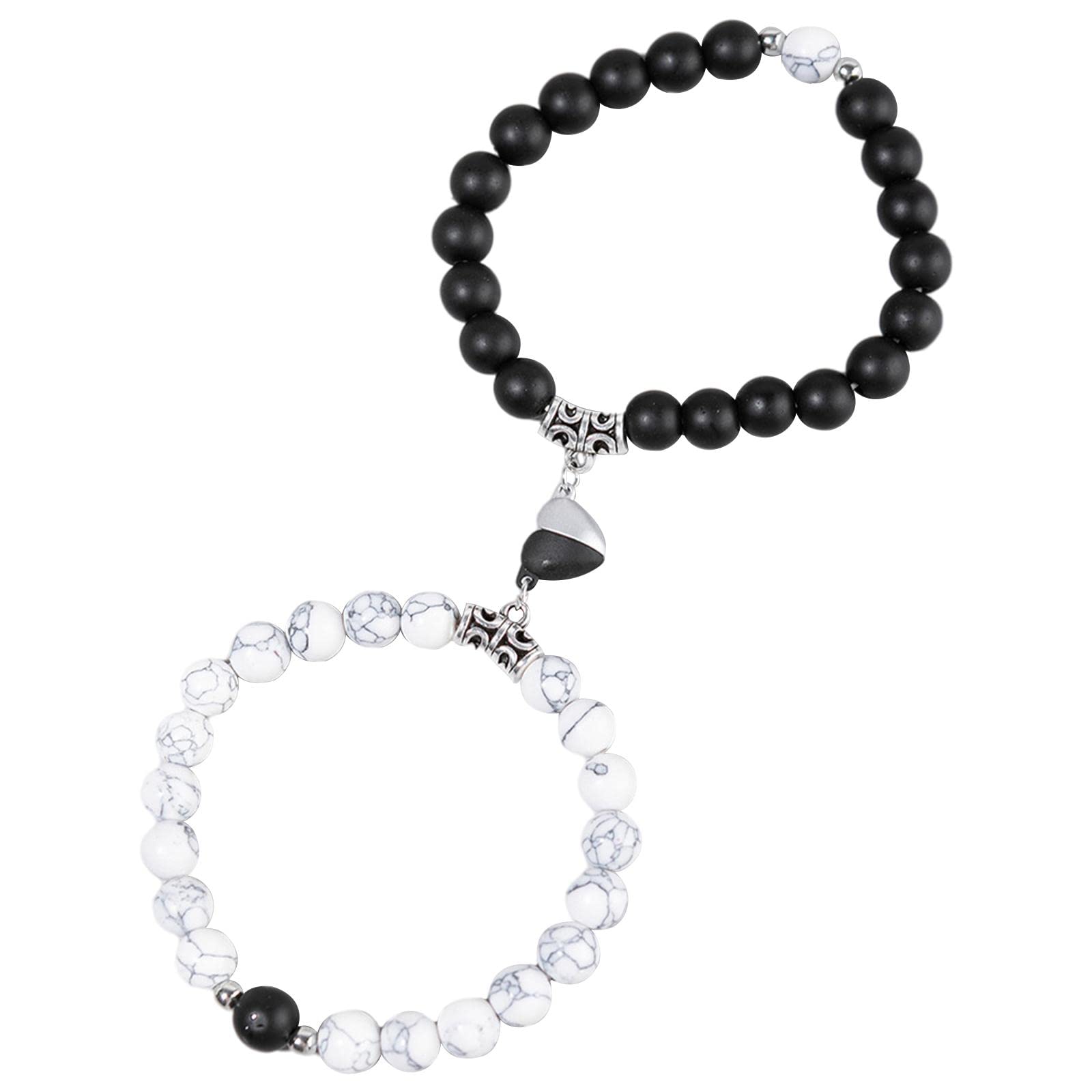 Magnetic Couple Bracelets for Men & Women - Handmade Natural Stone Beads Attraction Bracelet for Long Distance Relationships | Romantic Gift for Anniversaries, Valentine's Day & Couples Therapy