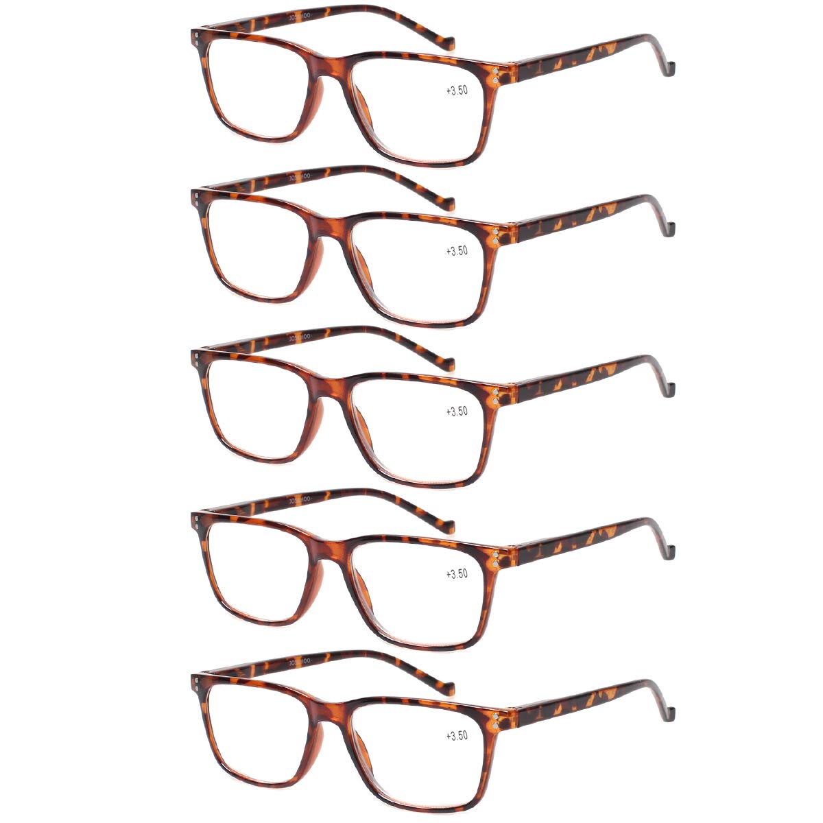 JOSCHOO 5 Pack Reading Glasses for Men & Women - Lightweight Spring Hinges, Comfortable Readers (1.75 Magnification, Tortoise Frame) - Perfect for Reading Books, Using Phones & Close-Up Work