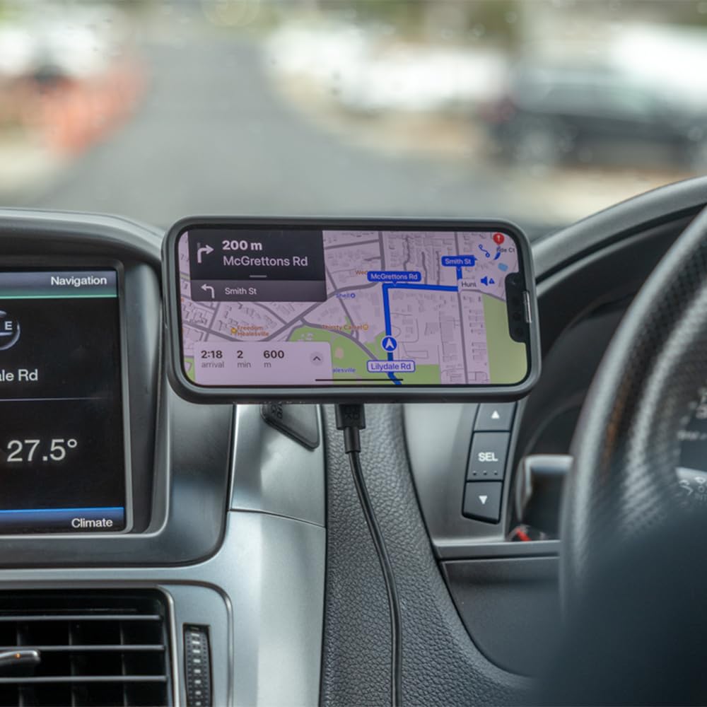 Quad Lock Adhesive Dashboard Car Phone Mount with MAG Wireless Charger V2 - Compatible with iPhone 16 Pro | Secure Hands-Free Driving | Perfect for Commuting, Rideshare & Road Trips