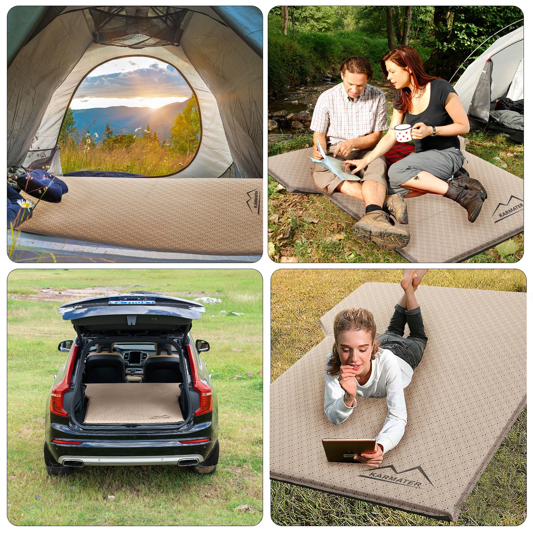 Durable Memory Foam Self-Inflating SUV Air Mattress for Car Camping - 2 Person Comfortable Sleeping Pad with Storage Bag - Perfect for Road Trips, Outdoor Adventures & Backseat Camping