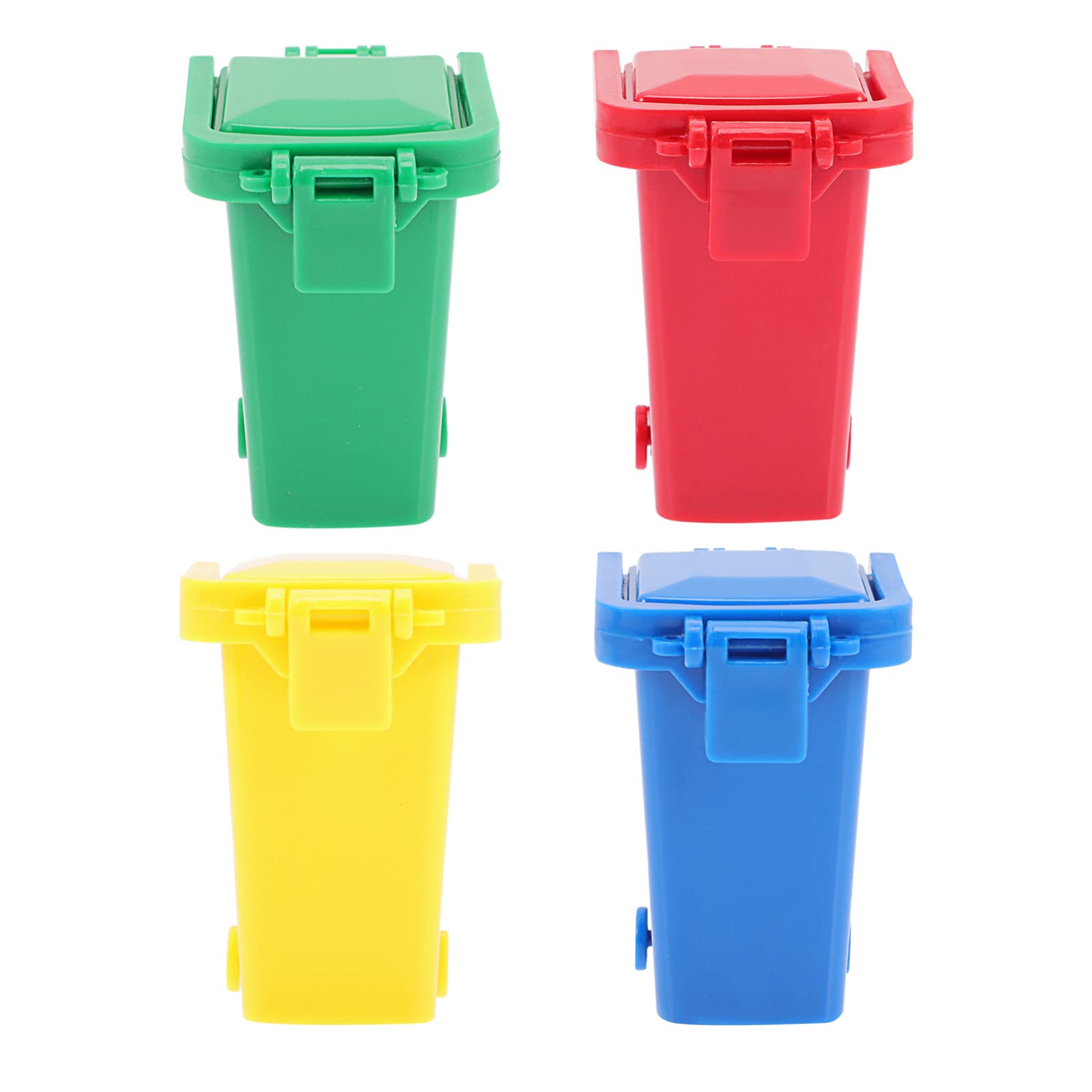Mipcase 4-Piece Toy Trash Can Set - Mini Garbage Trucks & Curbside Bins - Realistic Waste Collection Play Vehicles for Kids - Perfect for Pretend Play, Educational Toys, and Recycling Awareness Activities