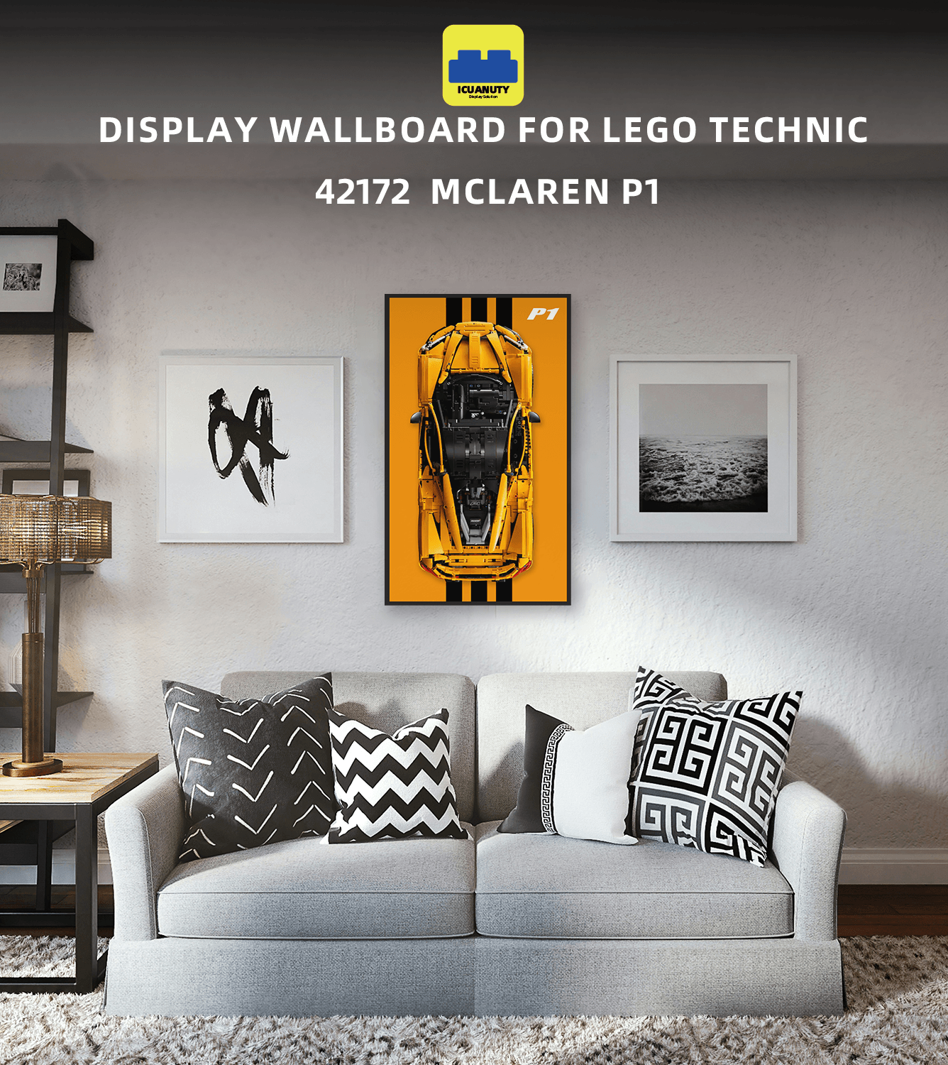 Lego Technic McLaren P1 42172 Wall Mount Display Stand - Secure & Stylish Hanging Solution for Lego Car Models - Perfect for Home, Office, or Gift Showcase