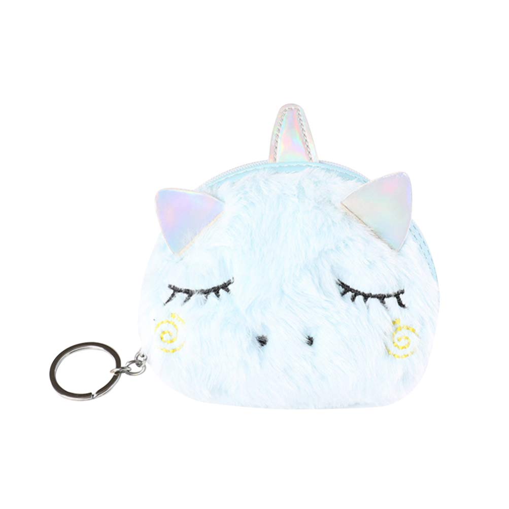 FENICAL Unicorn Coin Purse for Kids & Women - Cute Plush Money Pouch with Keychain, Pink Change Wallet - Perfect for School, Gifts, and Daily Use